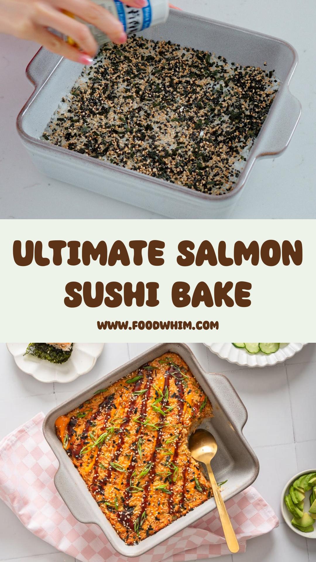 Salmon Sushi Bake with Creamy Sriracha Crab and Furikake Rice — pin 2