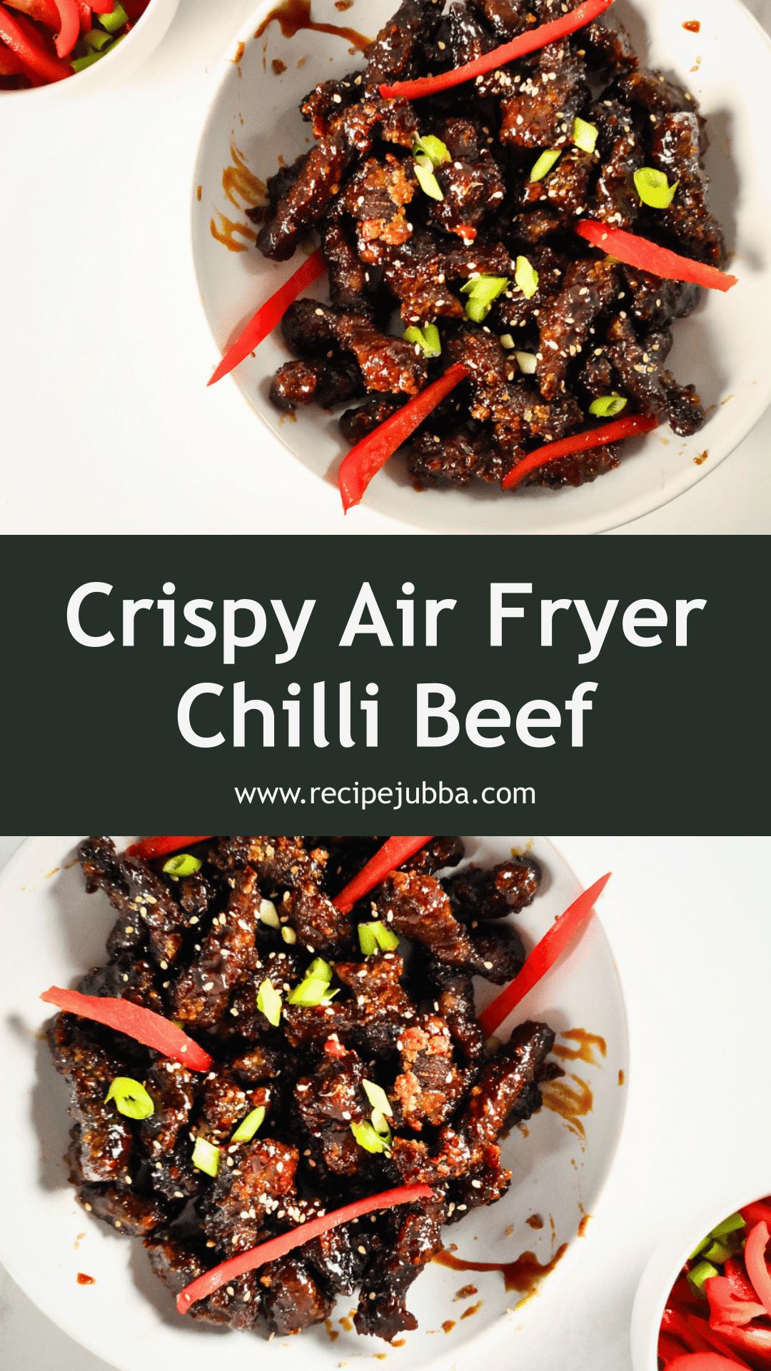 Air Fryer Crispy Chilli Beef With Sticky Honey Chilli Sauce — pin 2