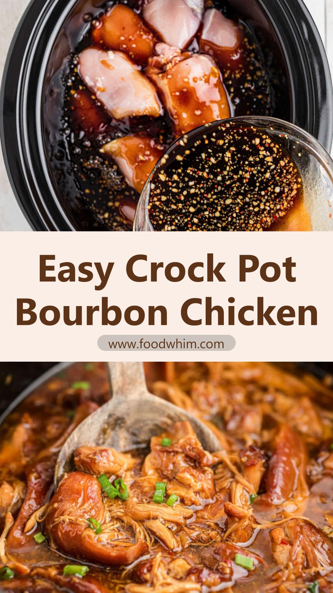 Crock Pot Bourbon Chicken with Sweet Tangy Brown Sugar Sauce — pin 1