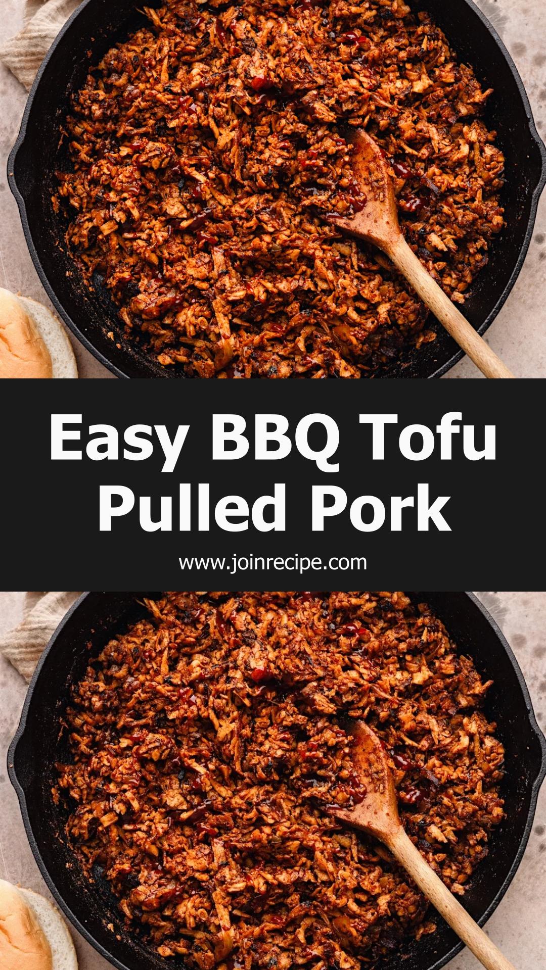 BBQ Tofu Pulled Pork with Smoky Sauce and Chewy Grated Tofu — pin 1