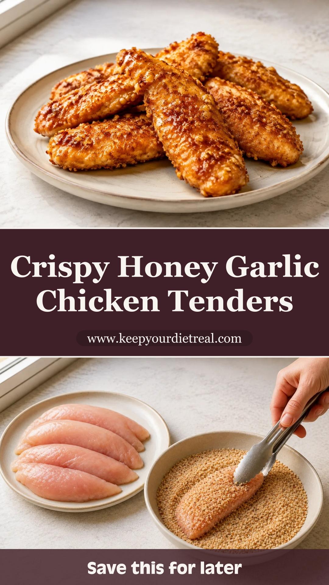 Air Fryer Honey Butter Garlic Chicken Tenders with Crispy Breadcrumb Coating — pin 1