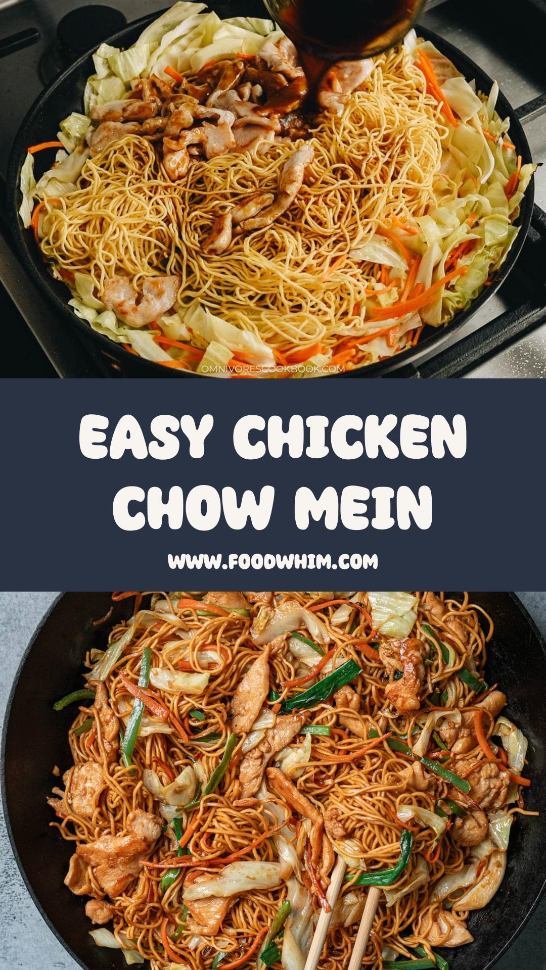 Chicken Chow Mein with Springy Noodles and Glossy Brown Sauce — pin 1