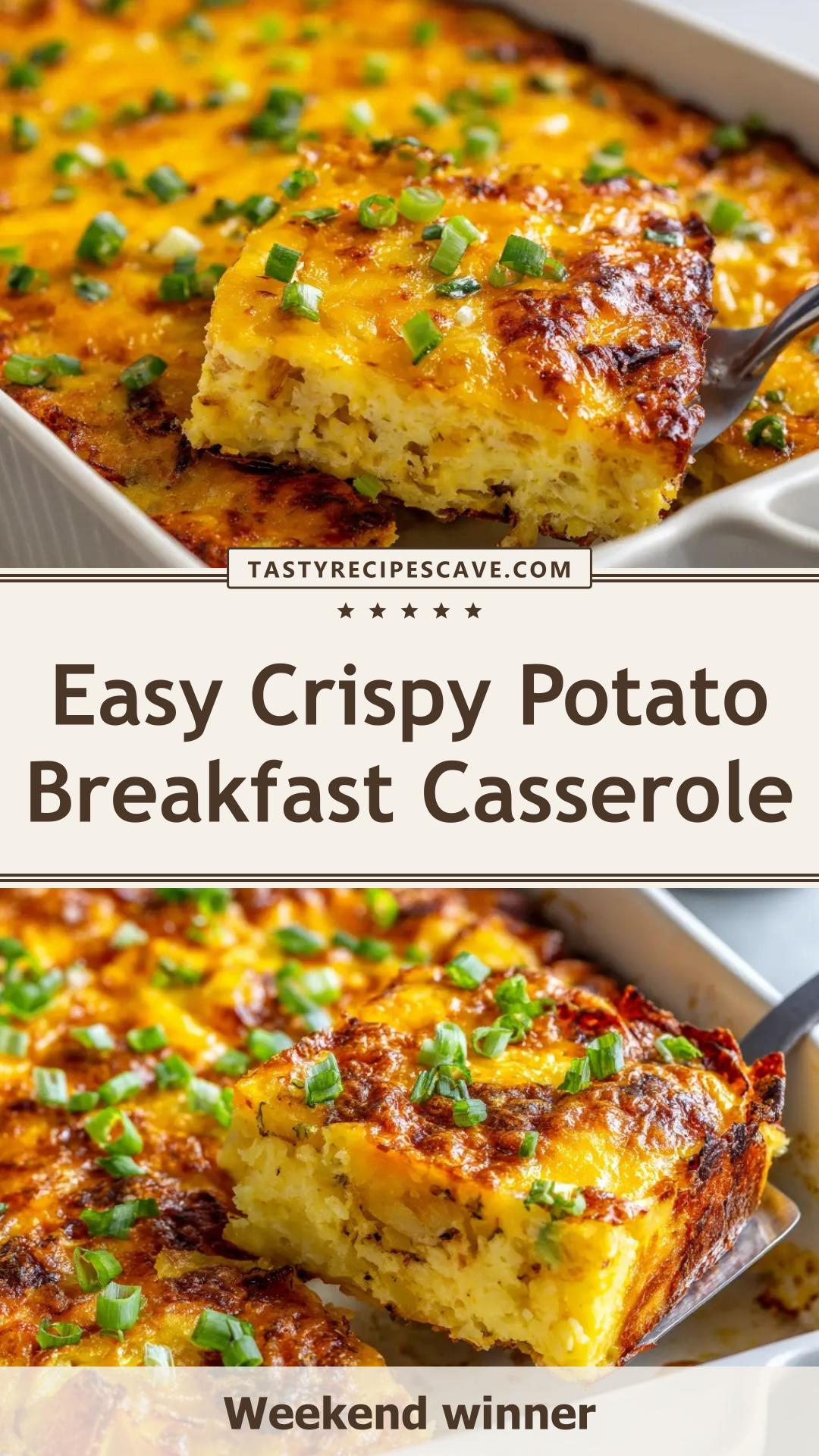 Crispy Potato Breakfast Casserole with Fluffy Eggs & Cheddar — pin 2