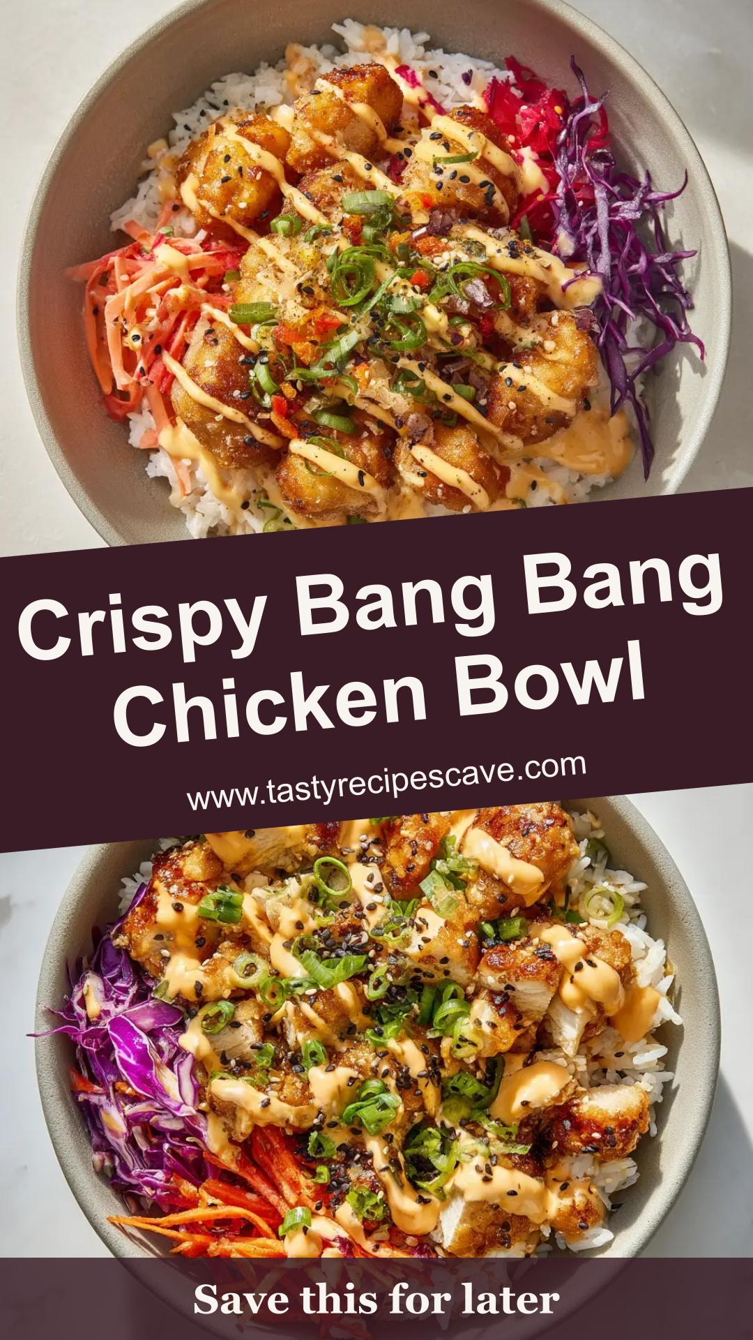 Bang Bang Chicken Bowl with Crispy Chicken and Spicy Sauce — pin 2