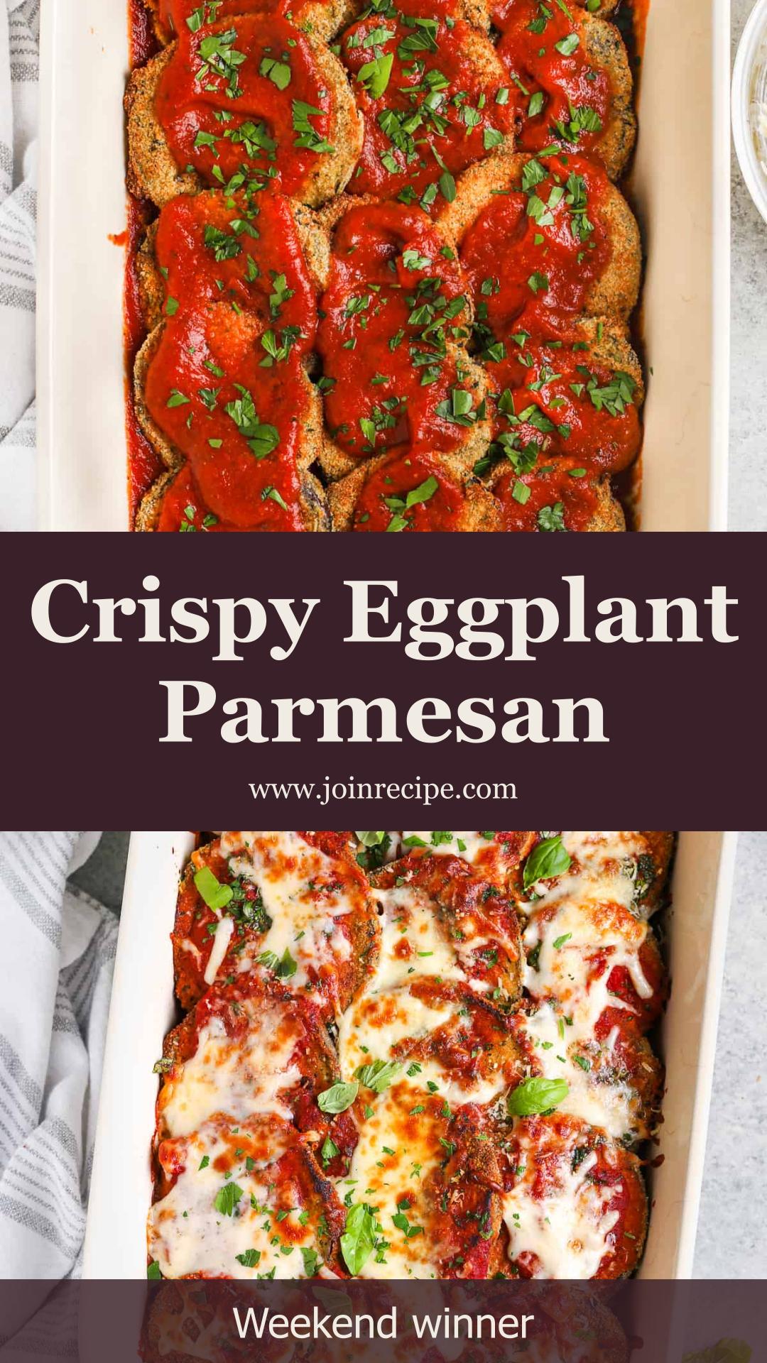 Eggplant Parmesan with Crispy Baked Eggplant and Melty Cheese — pin 1