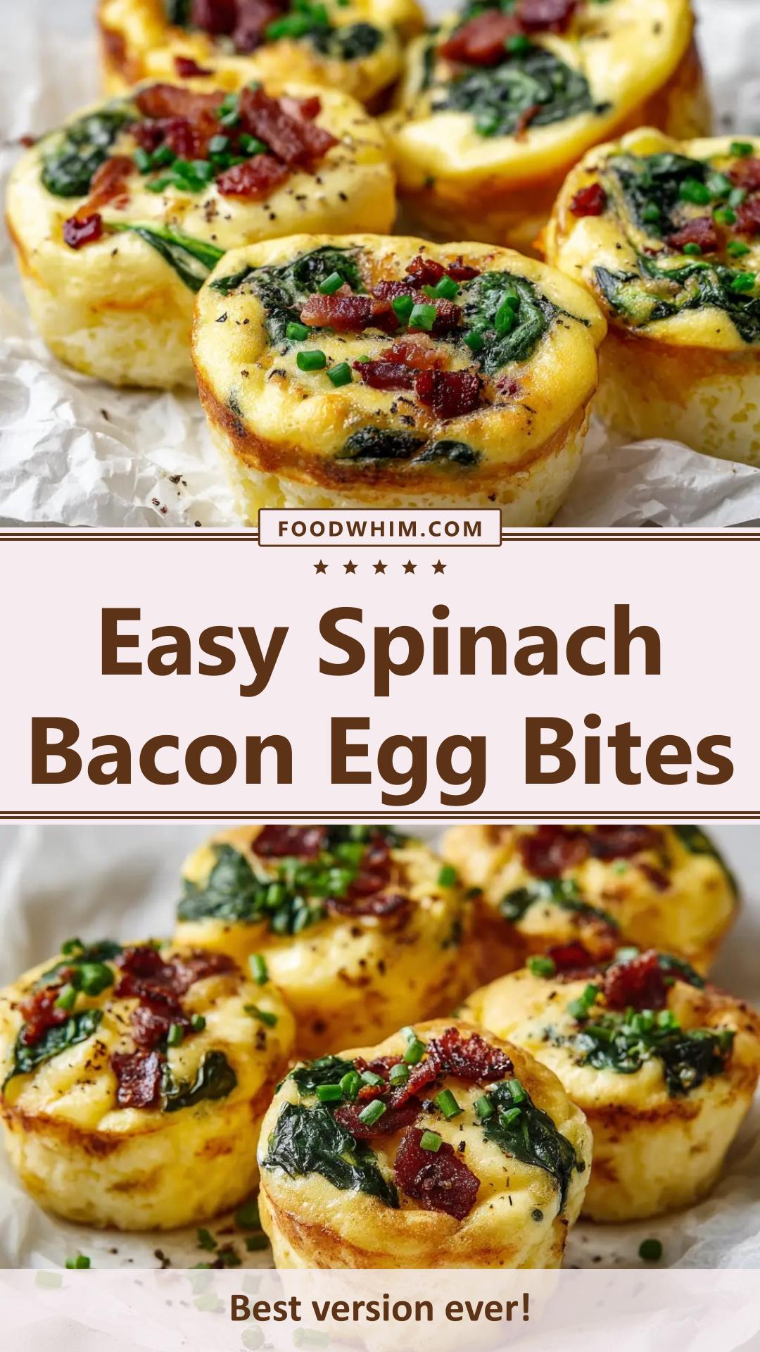 Fluffy Spinach and Bacon Egg Bites — pin 2