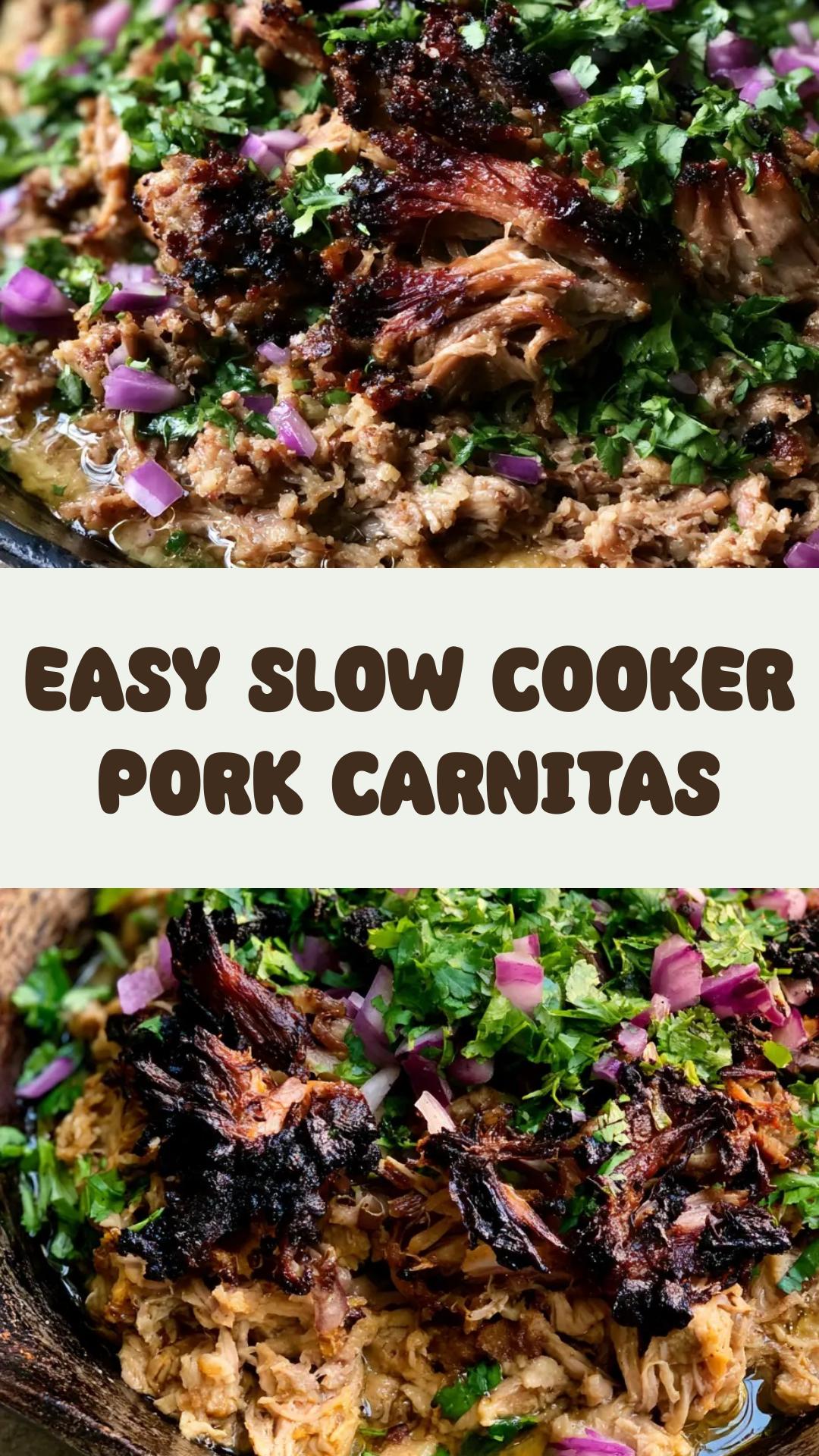 Slow Cooker Pork Carnitas with Crispy Seared Edges and Lime Glaze — pin 1