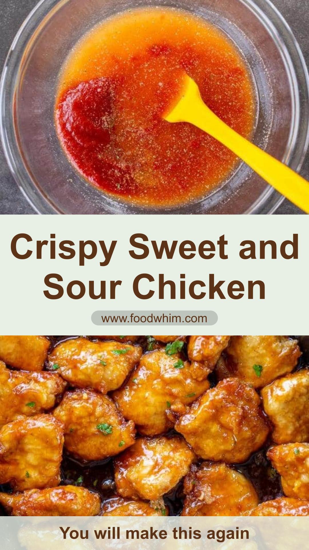 Sweet and Sour Chicken with Sticky Tangy Sauce and Crackly Cornstarch Crust — pin 3