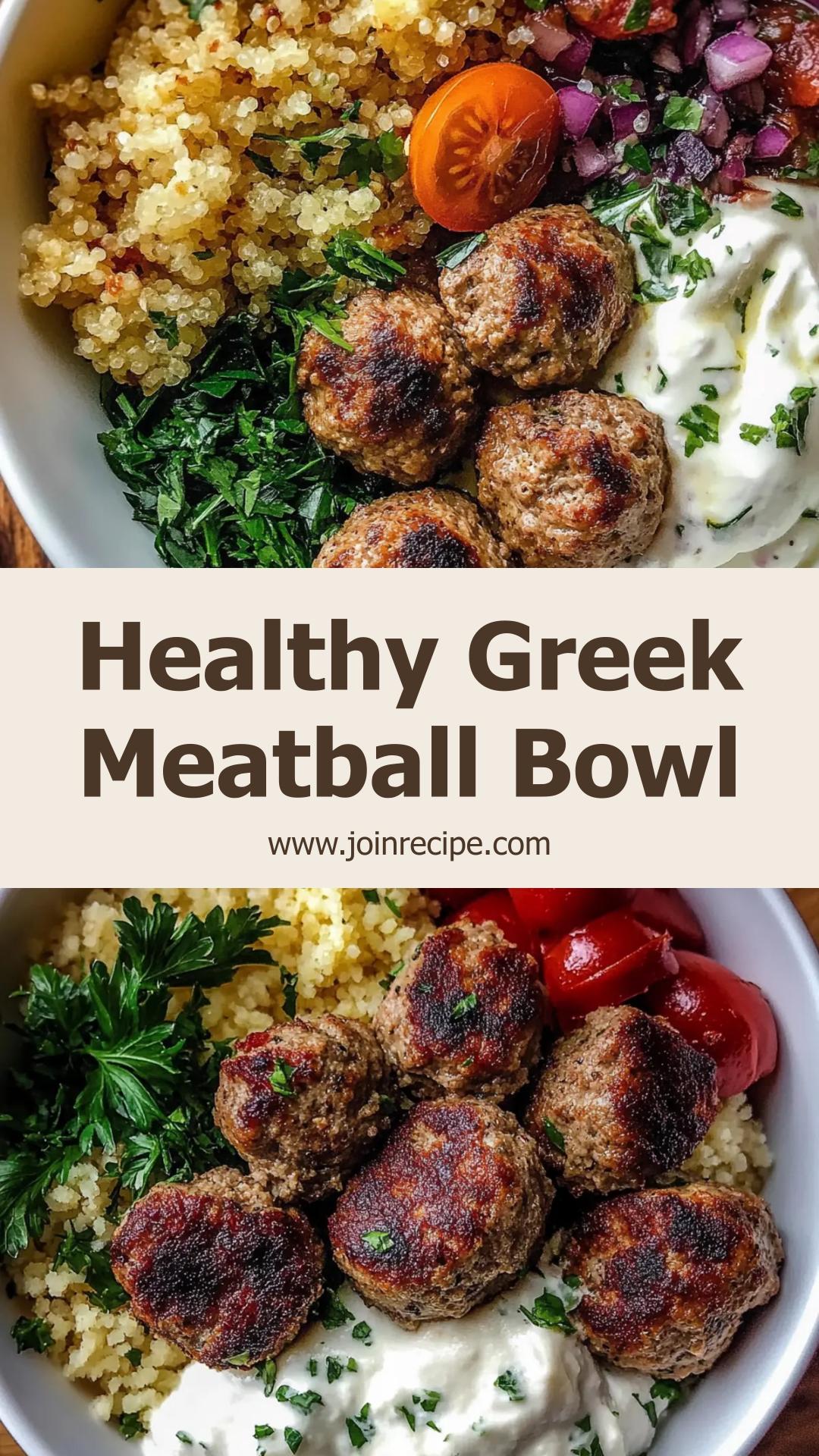 Greek Meatball Bowl with Savory Lamb and Quinoa — pin 3