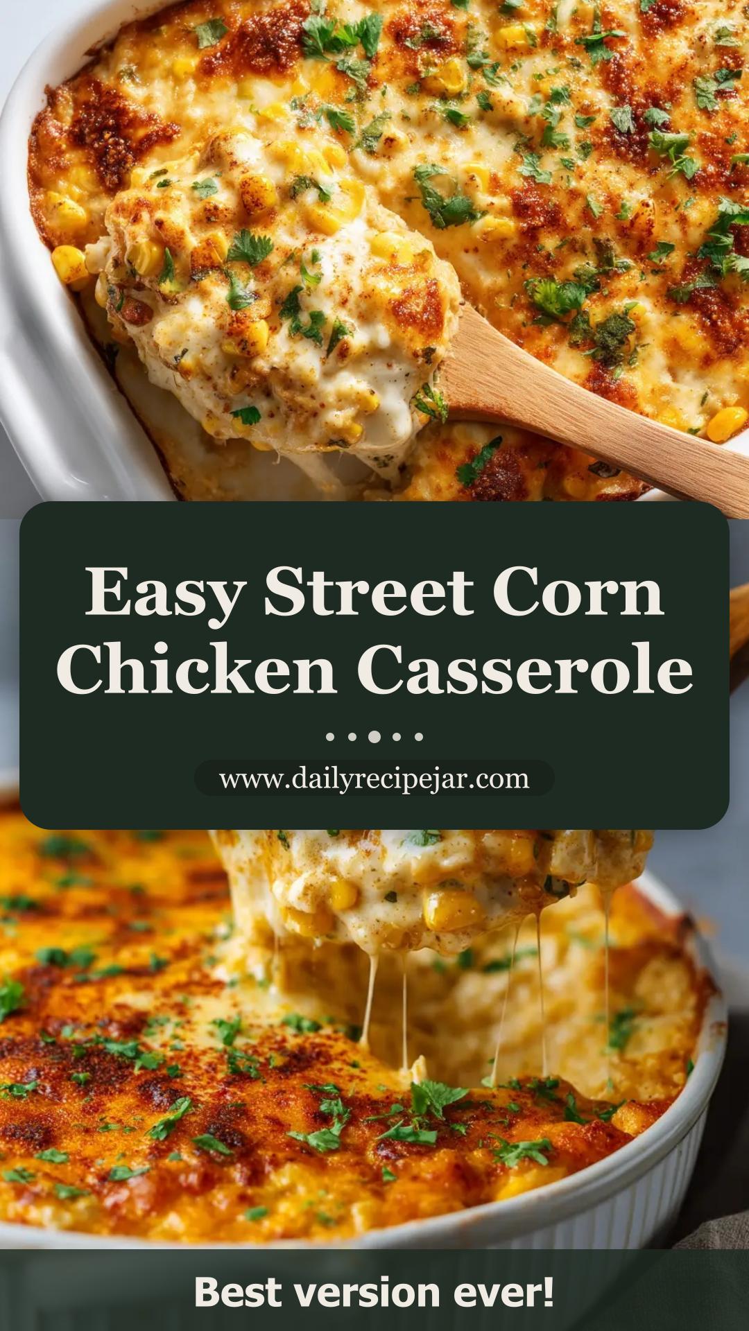 Street Corn Chicken Casserole with Cotija and Lime — pin 1