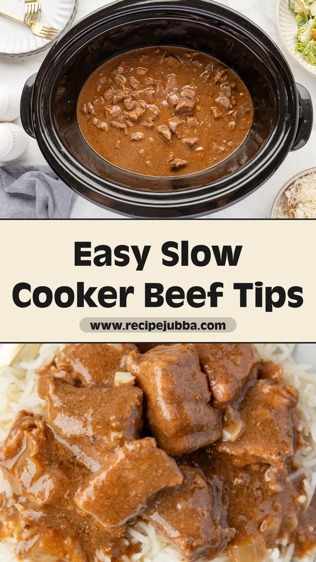 Slow Cooker Beef Tips and Gravy with Tender Beef and Savory Brown Gravy — pin 2