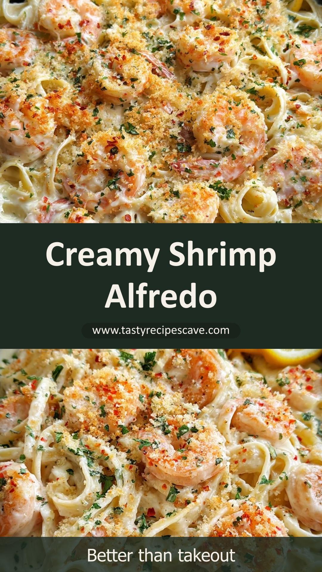 Shrimp Alfredo with Garlic Parmesan Asiago Sauce and Toasted Panko — pin 2