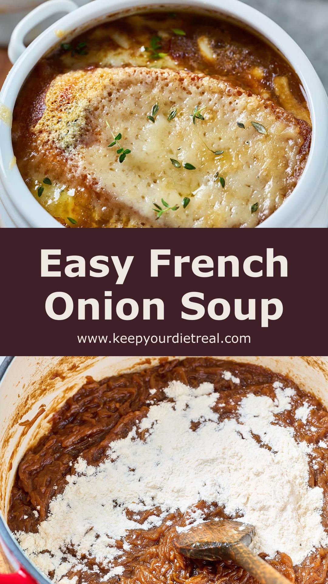 Easy French Onion Soup with Jammy Caramelized Onions and Gruyère — pin 2