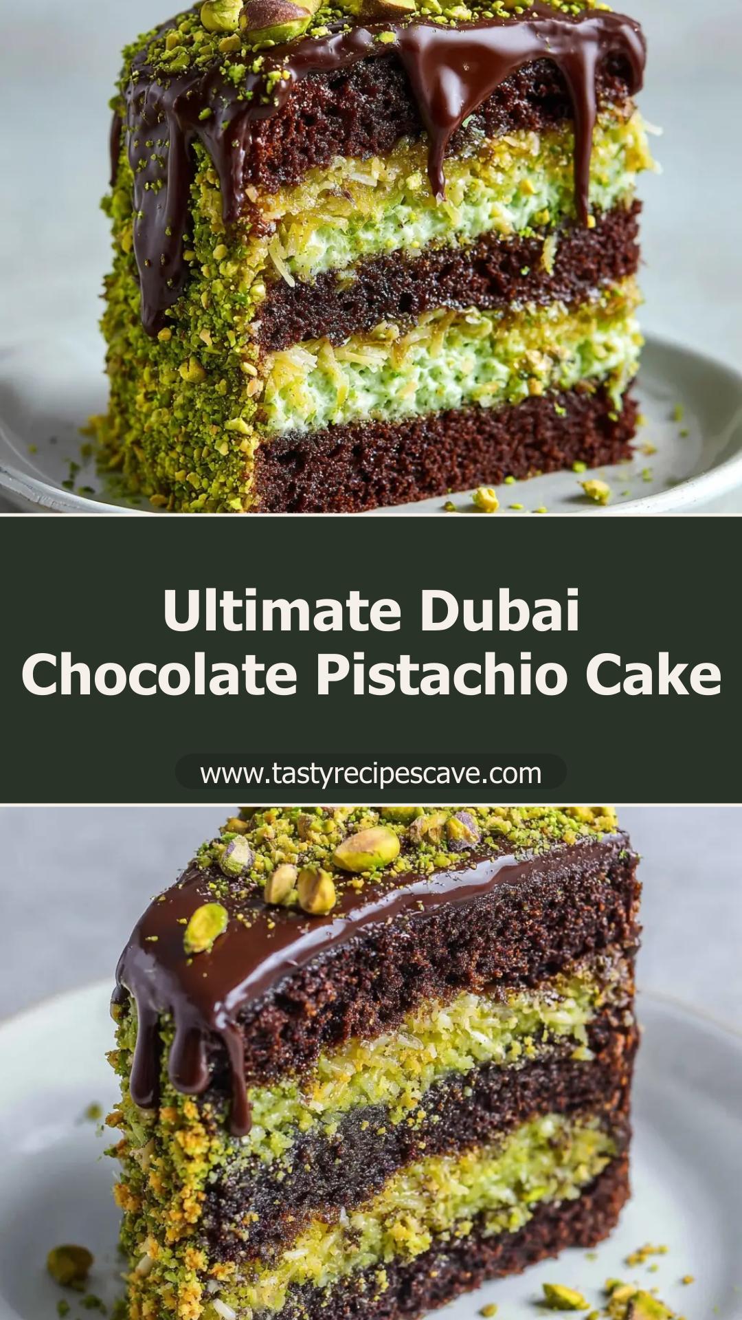 Dubai Chocolate Pistachio Cake with Toasted Kunafa Crunch — pin 1