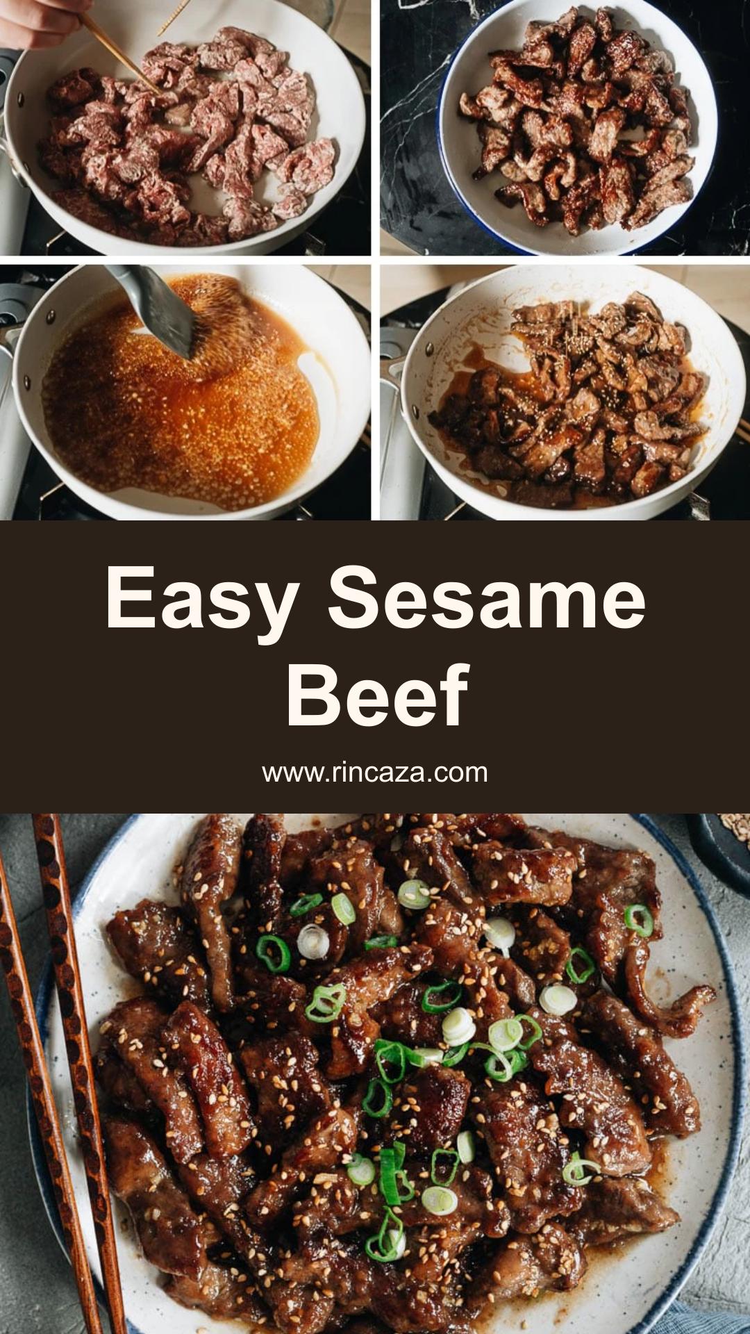 Sesame Beef With Sticky Savory-Sweet Sauce and Toasted Sesame — pin 2