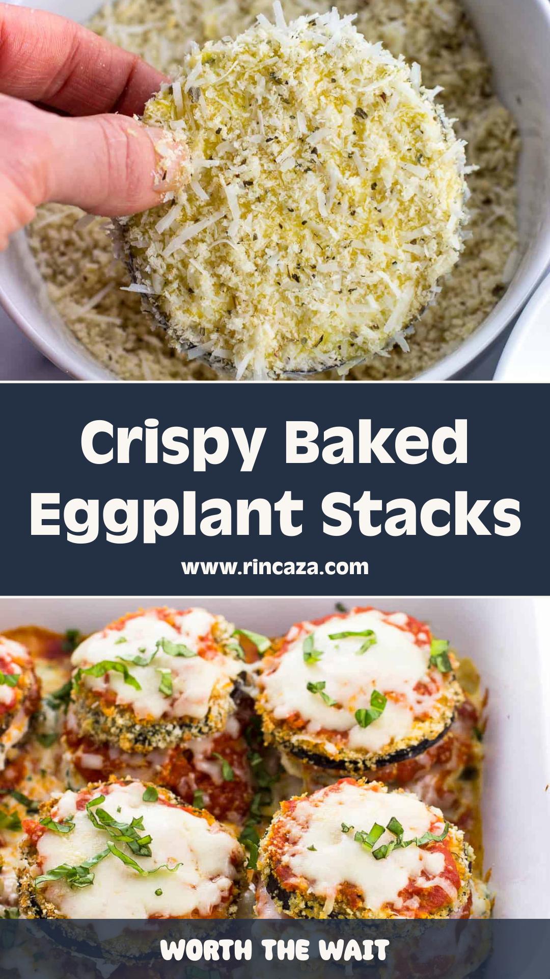 Baked Eggplant Stacks with Crisp Panko and Seasoned Ricotta — pin 2