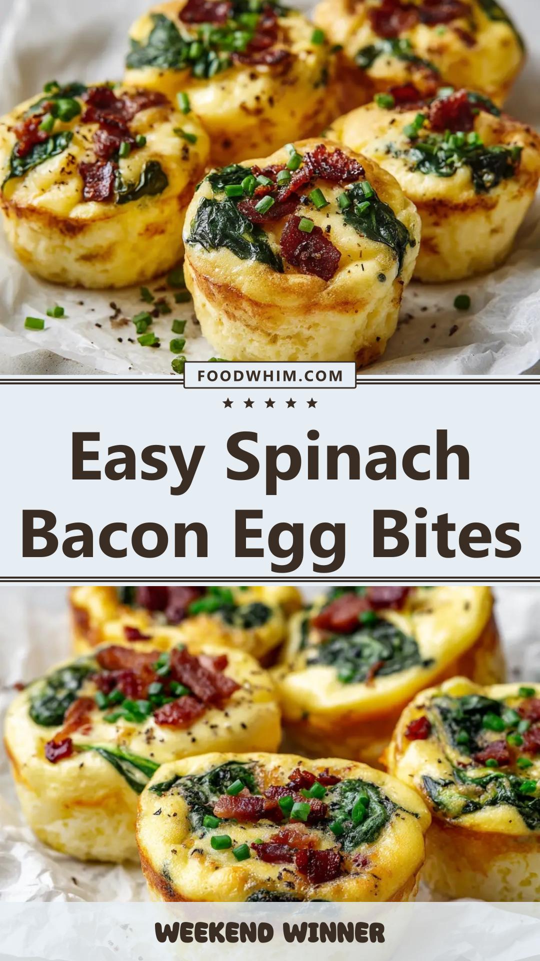 Fluffy Spinach and Bacon Egg Bites — pin 1