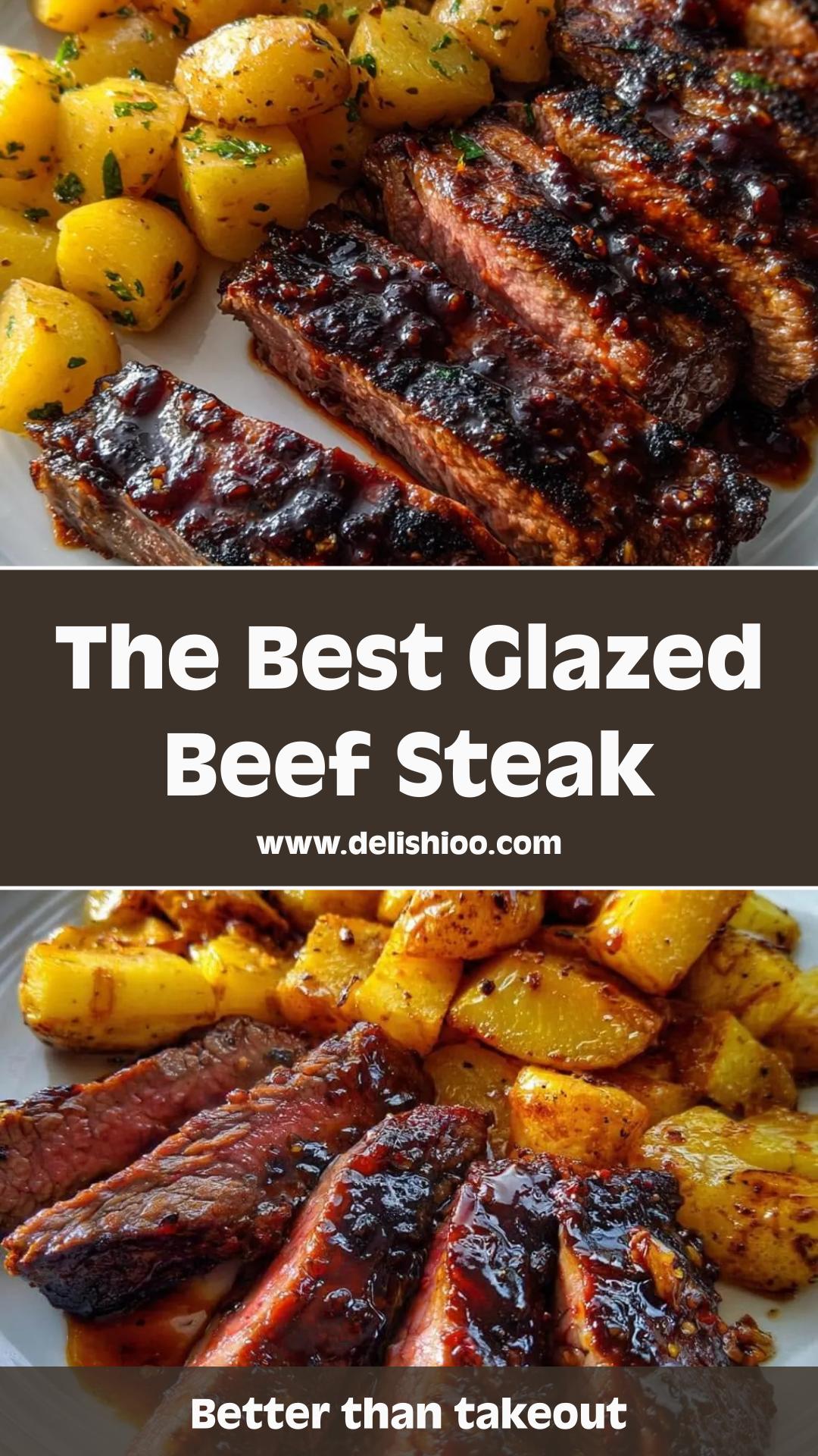 Glazed Beef Steak with Sweet-Tangy Ginger Soy Glaze — pin 1
