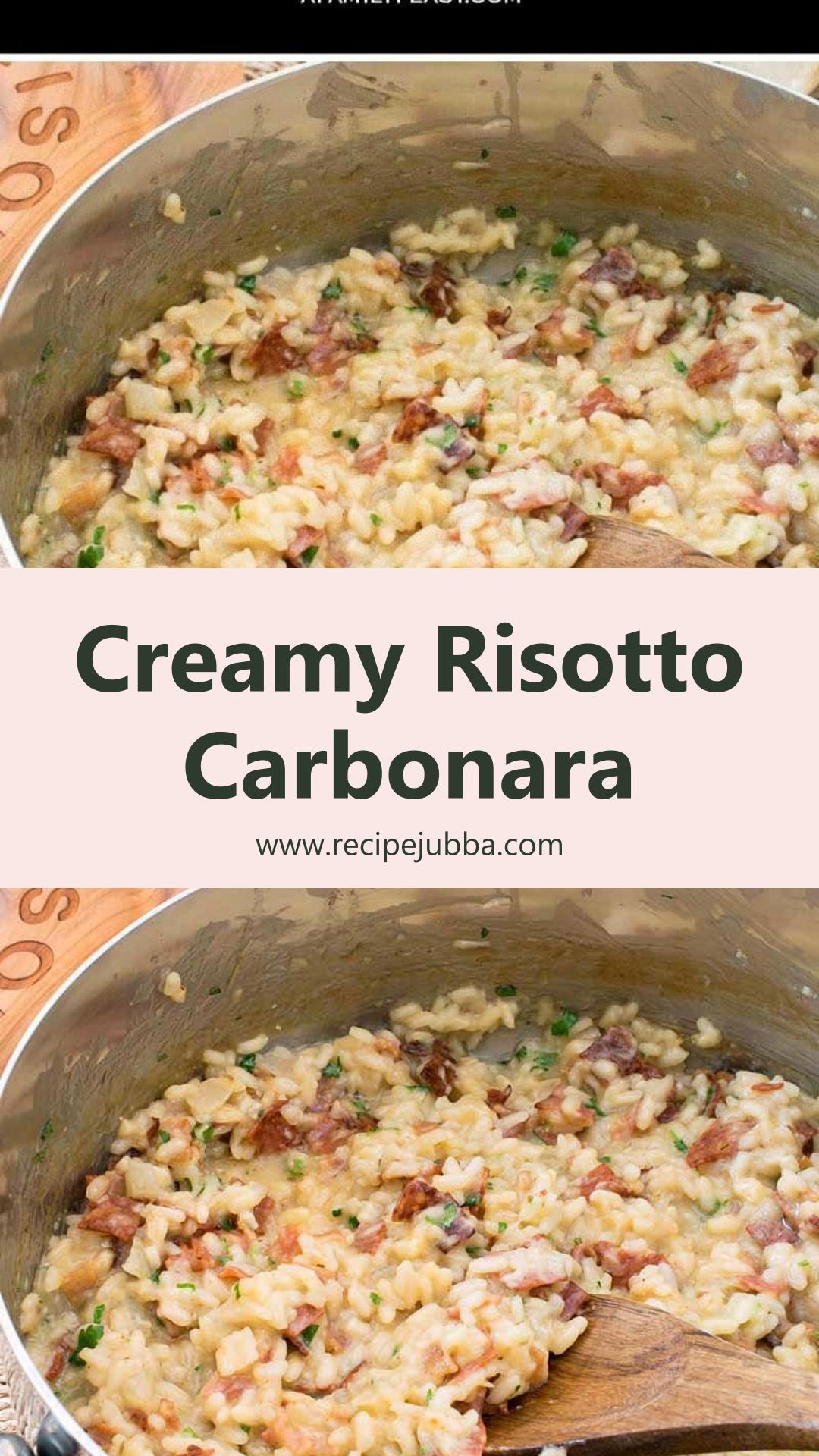 Risotto Carbonara with Smoky Bacon, Genoa Salami, and Creamy Arborio Rice — pin 2