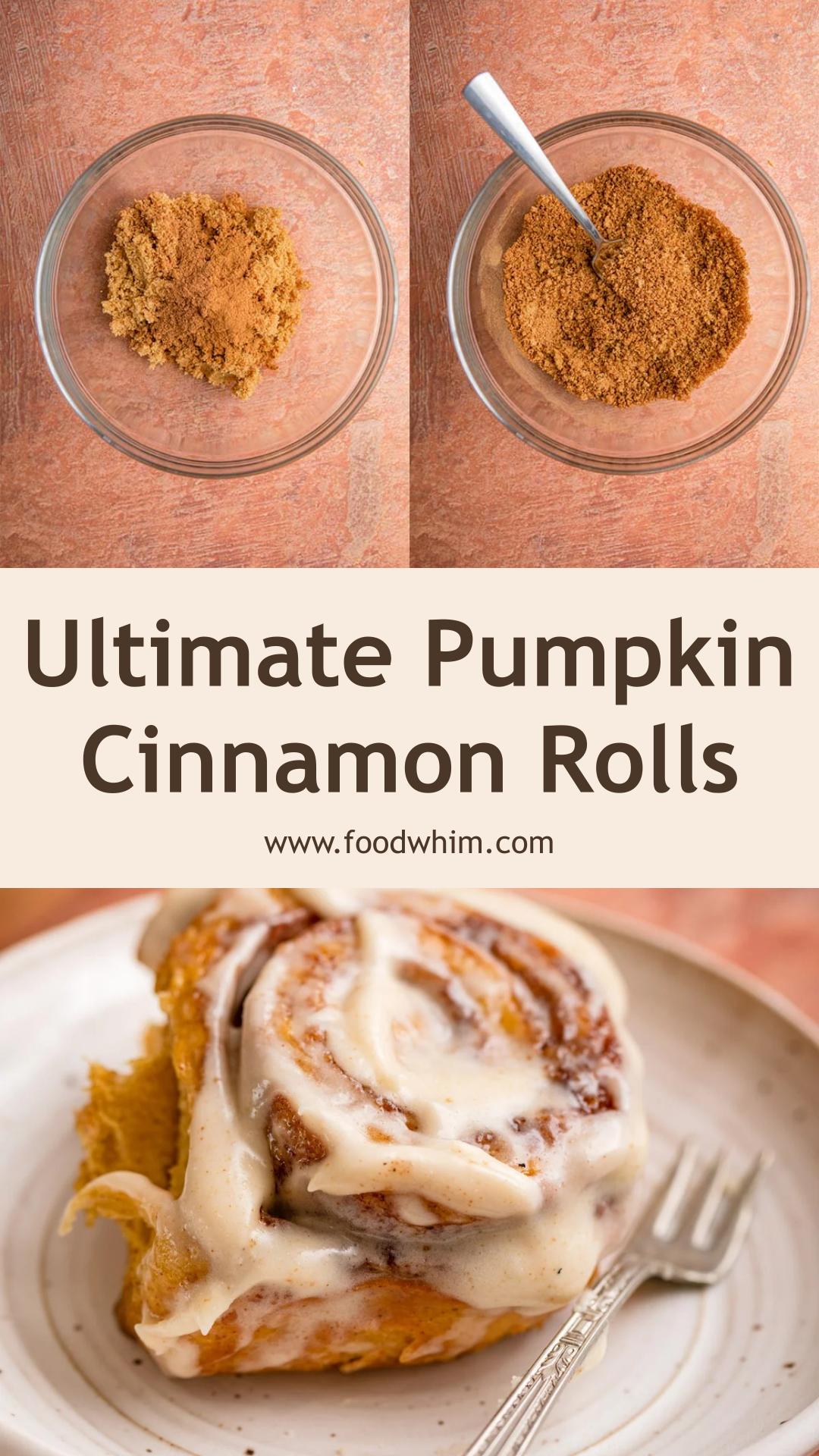 Pumpkin Cinnamon Rolls with Brown Butter Cream Cheese Frosting — pin 1