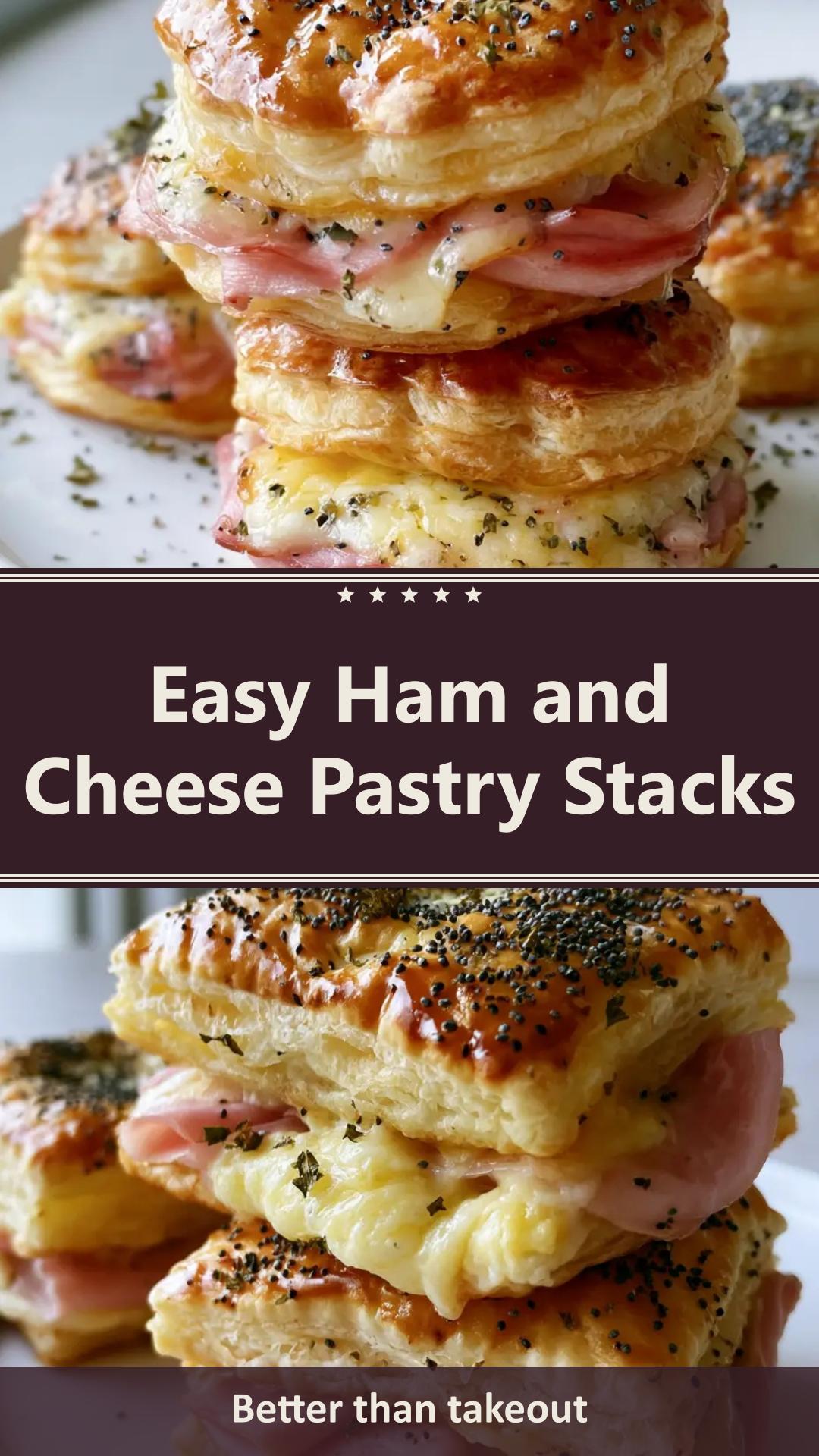 Ham and Cheese Puff Pastry Stacks with Poppy Seed Crust — pin 1