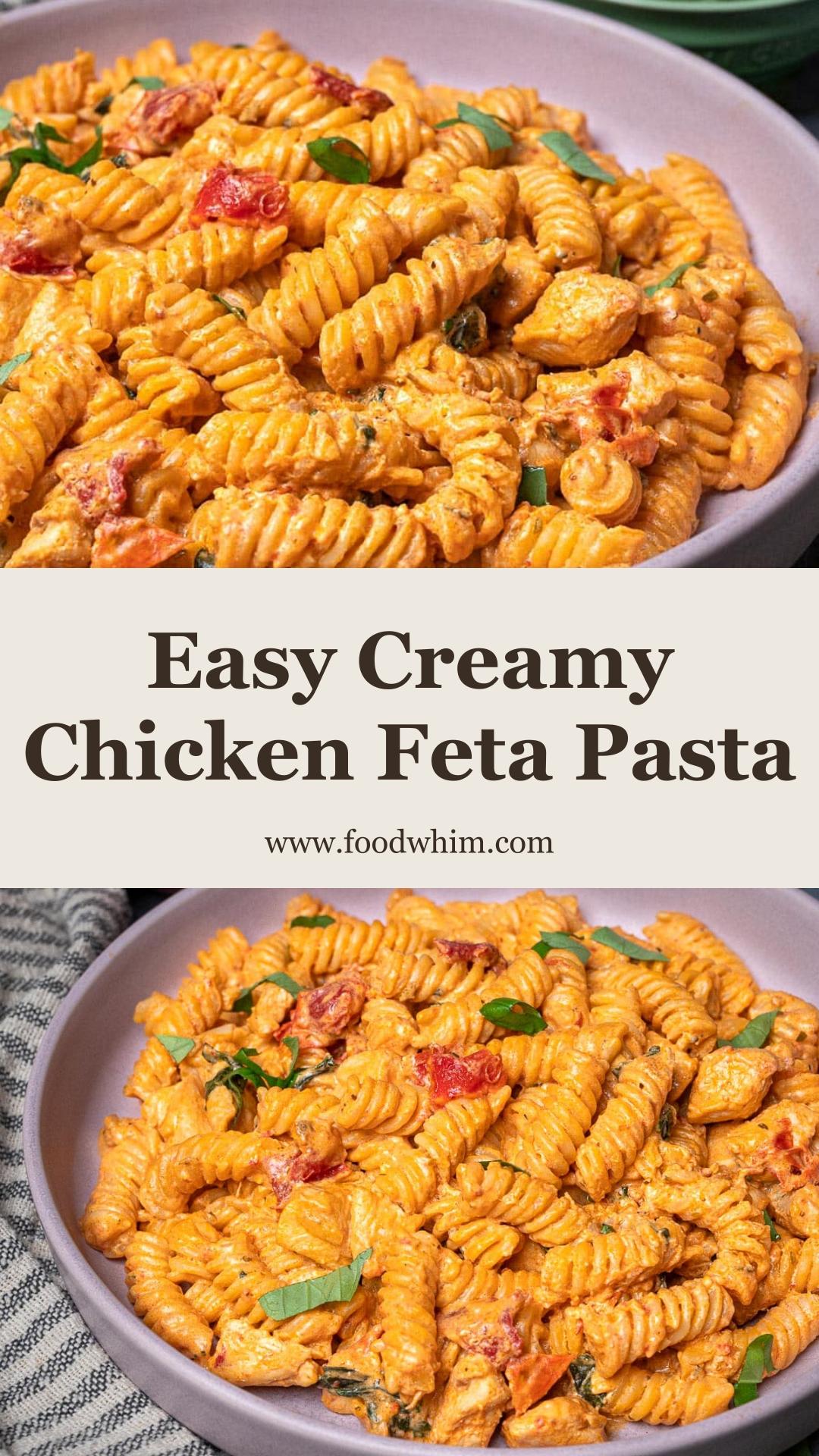 Creamy Chicken Feta Pasta with Tomato Cream Cheese Sauce — pin 1