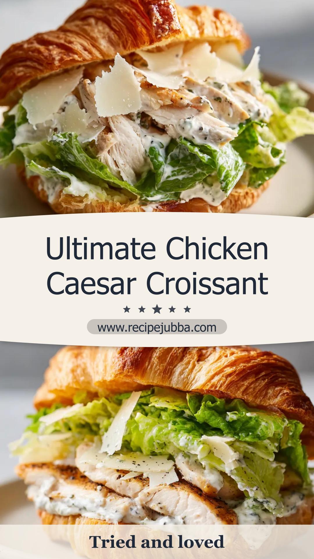 Chicken Caesar Croissant Sandwich With Shaved Parmesan — pin 2