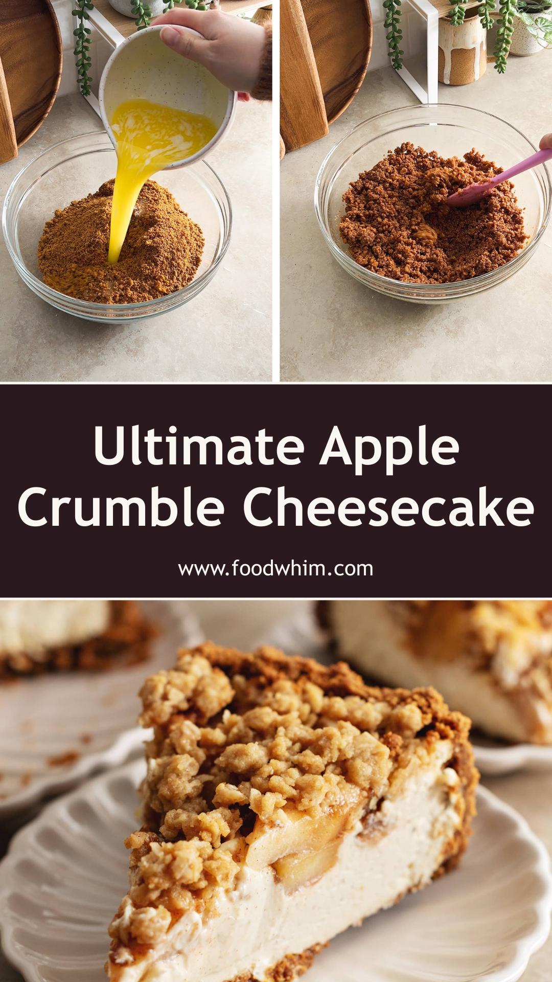 Apple Crumble Cheesecake With Biscoff Crust and Cinnamon Apples — pin 3