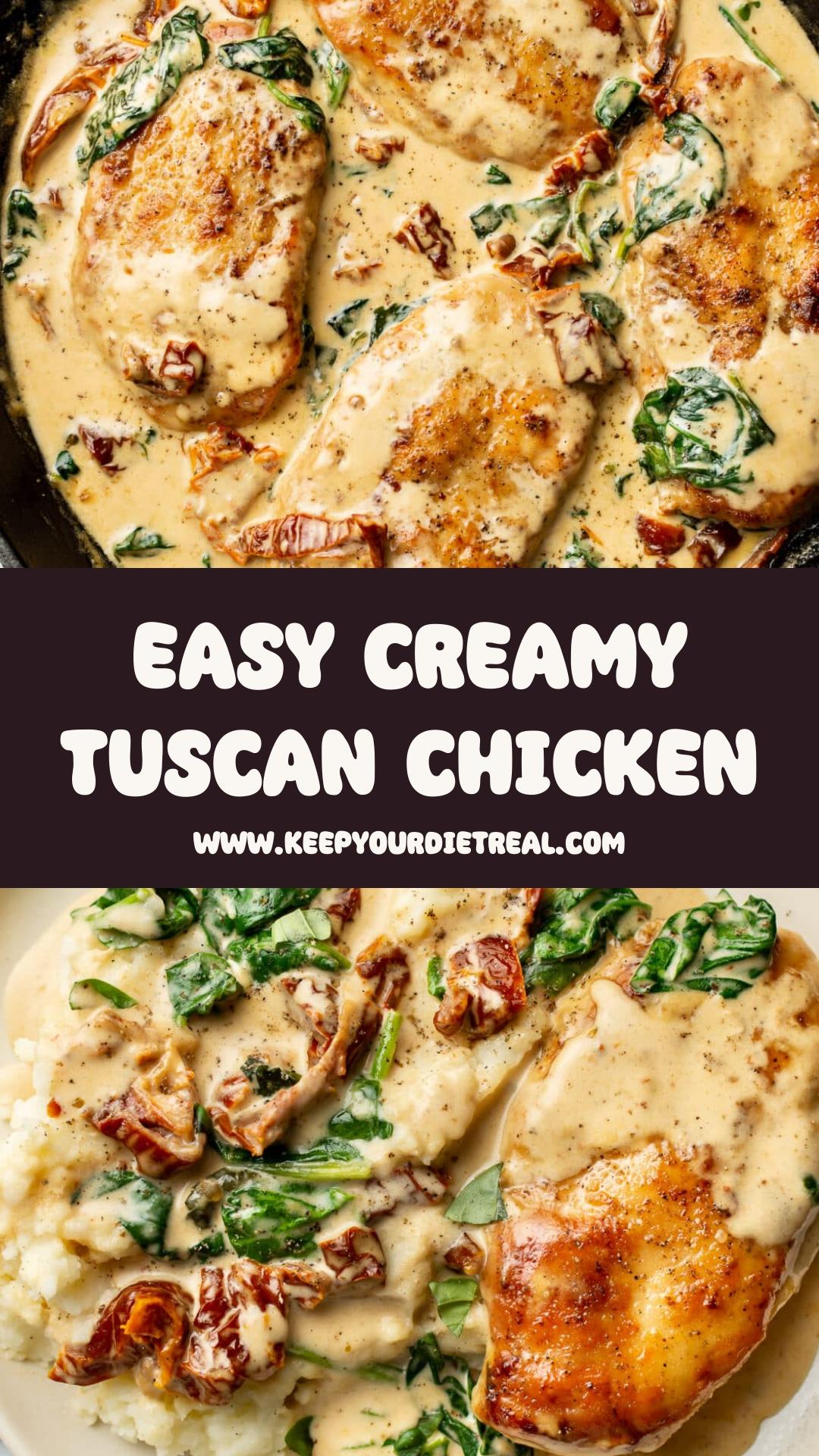 Creamy Tuscan Chicken with Sun-Dried Tomatoes and Spinach — pin 1