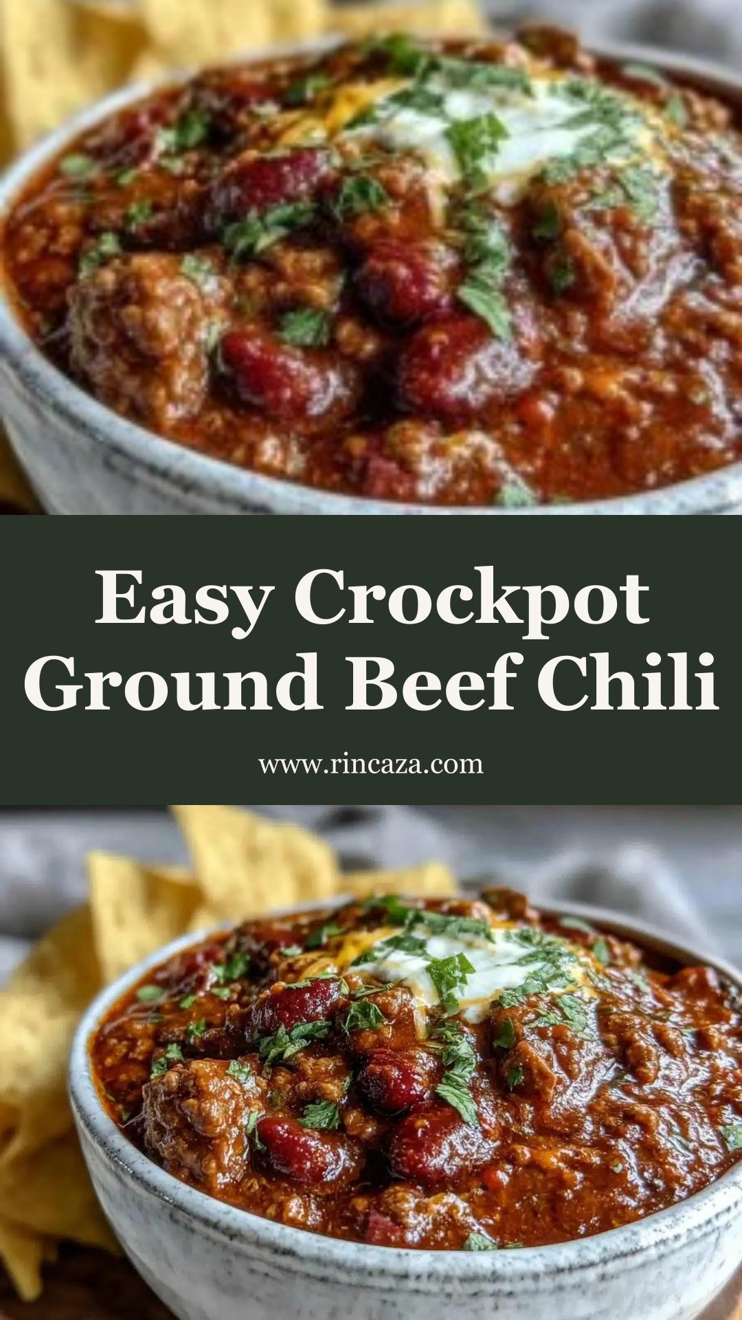 Crockpot Ground Beef Chili with Smoky Spices and Meaty Texture — pin 1
