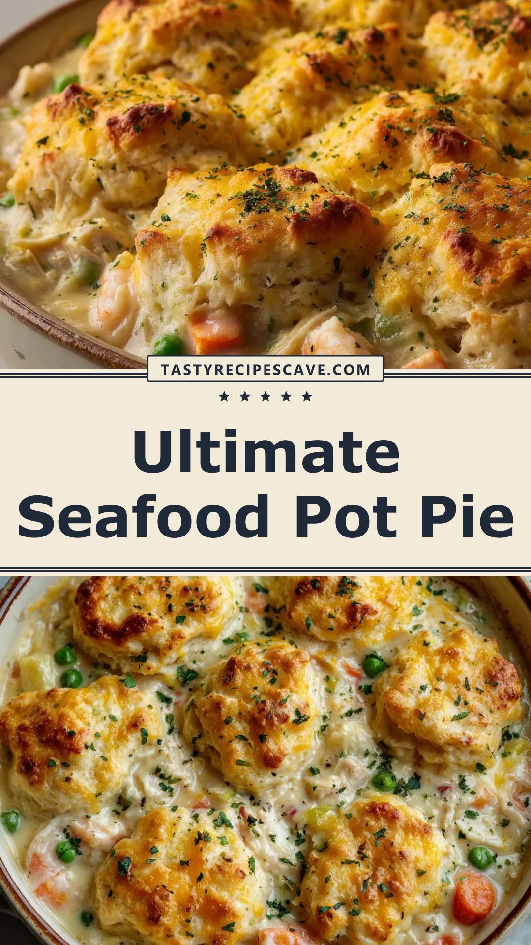 Rustic Seafood Pot Pie with Cheddar Drop Biscuits — pin 2