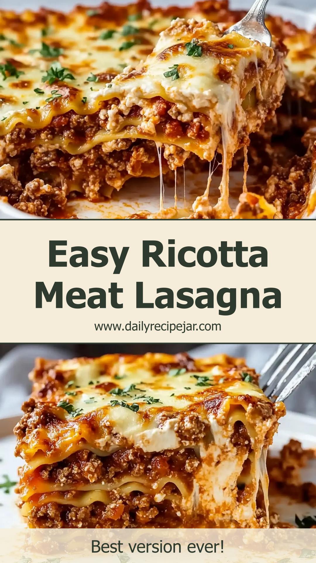 Easy Ricotta Meat Lasagna with Creamy Layers and Rich Meat Sauce — pin 3