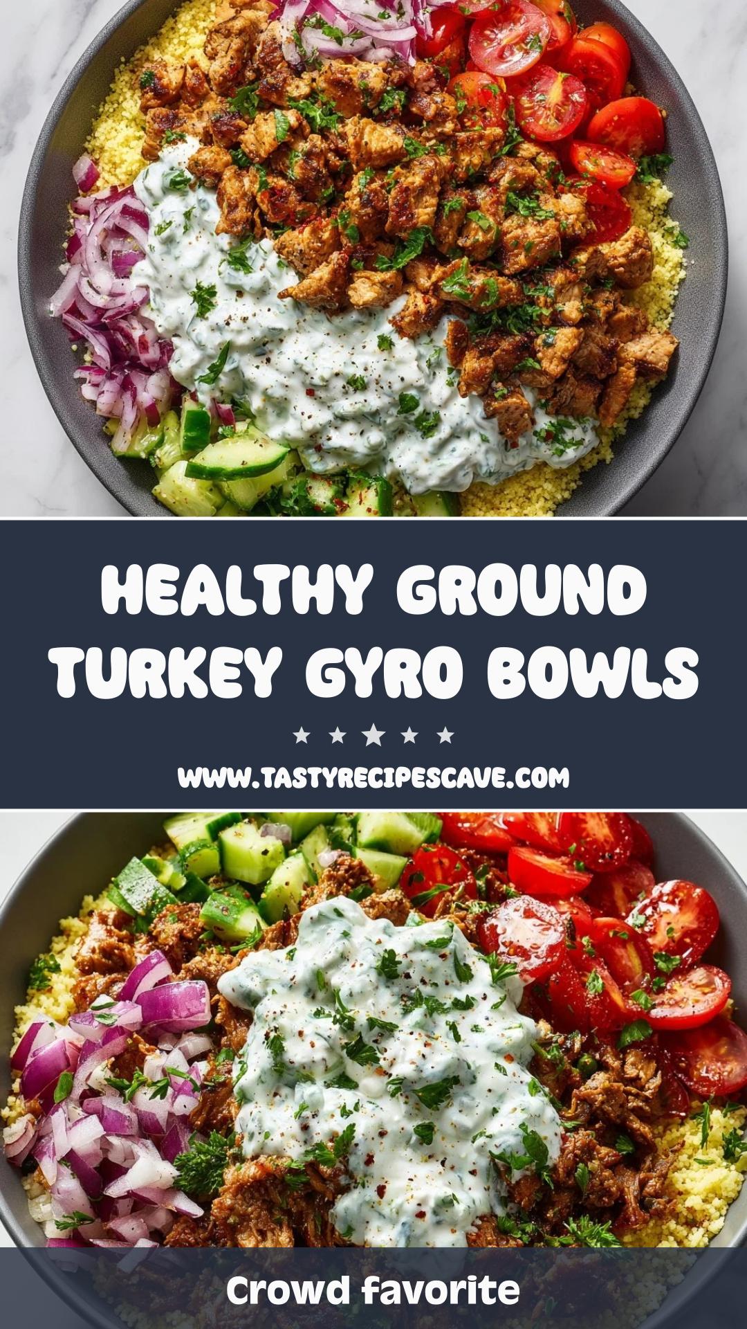 Ground Turkey Gyro Bowls with Couscous and Tzatziki — pin 2