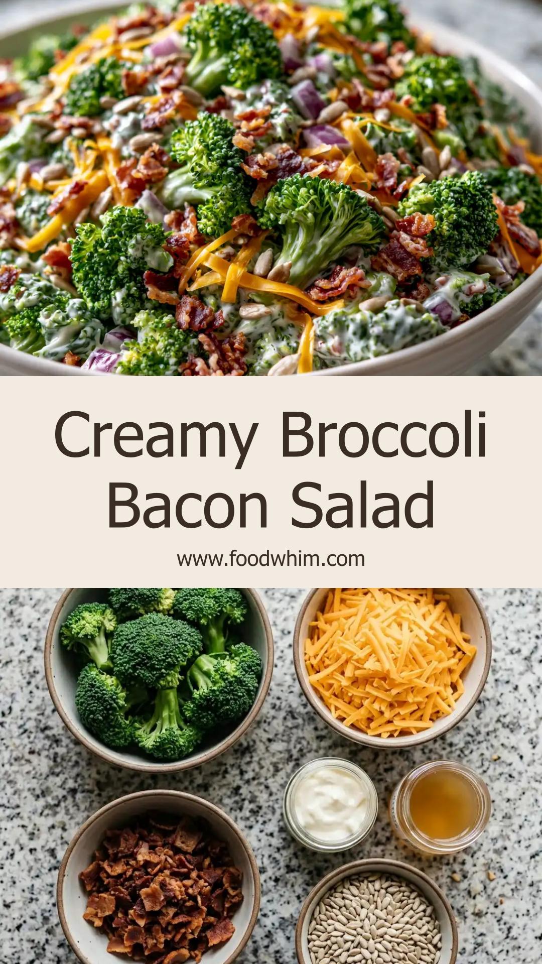 Creamy Broccoli Bacon Salad: A Perfect Make-Ahead BBQ Side — pin 1