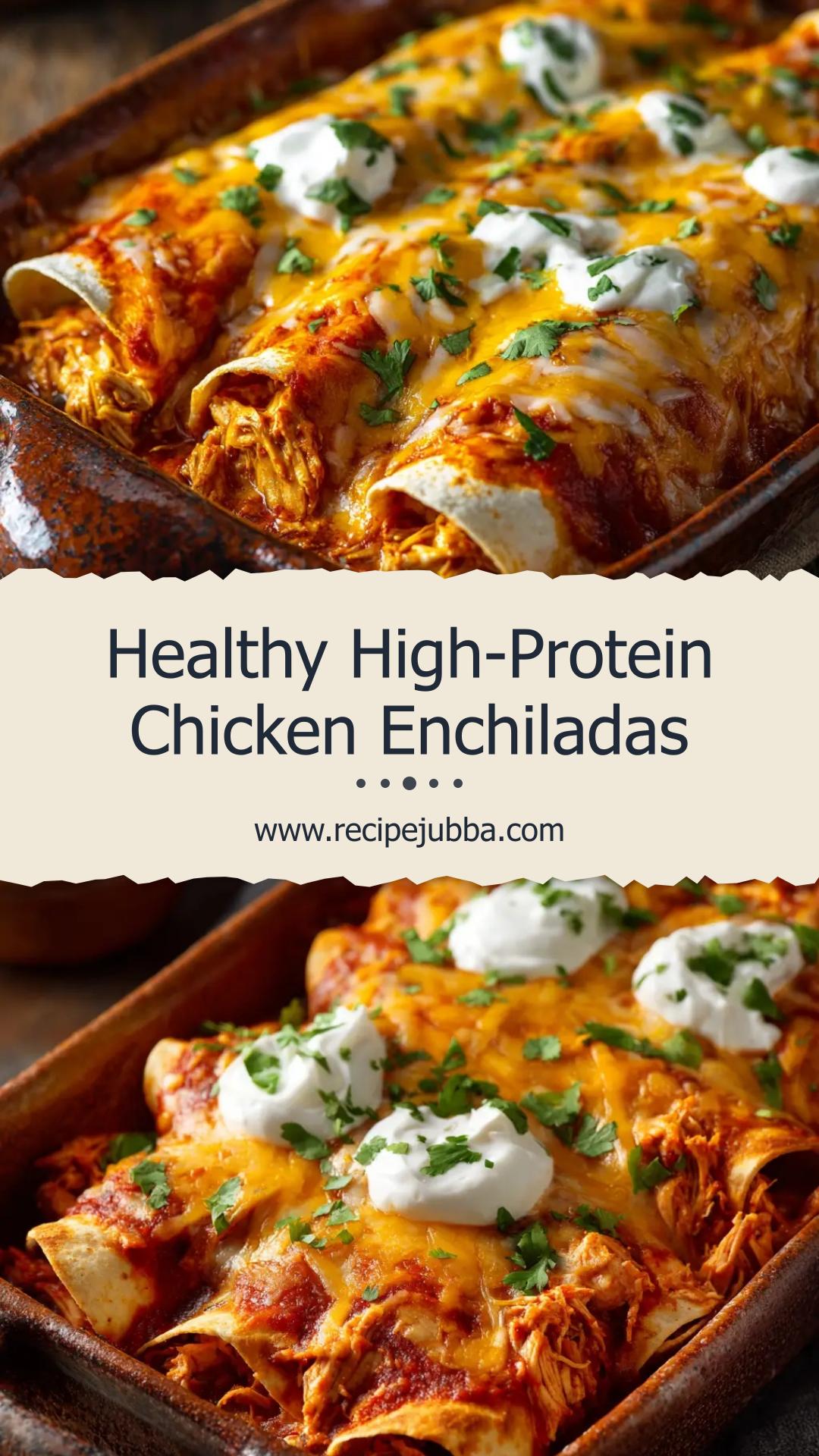 High Protein Chicken Enchiladas with Greek Yogurt and Red Sauce — pin 1