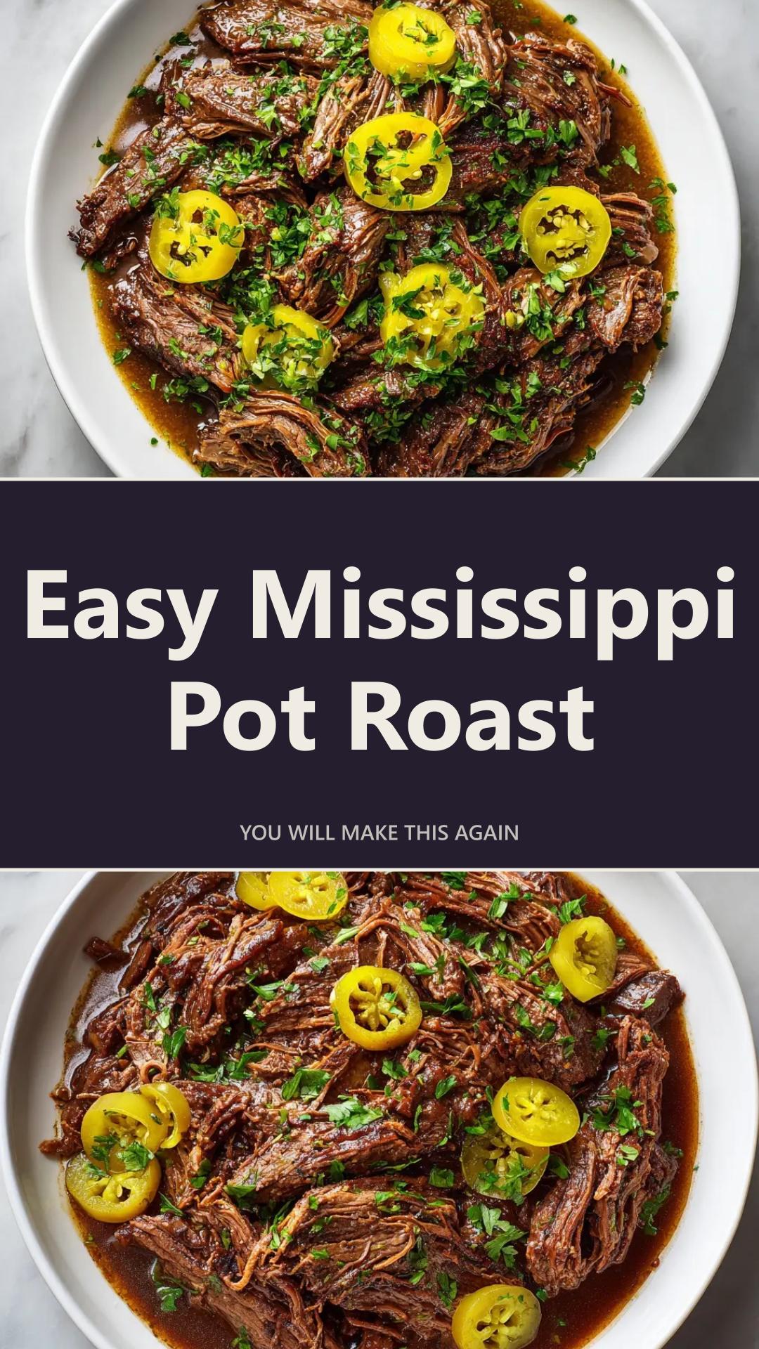 Mississippi Pot Roast: Easy Slow Cooker Dinner — pin 1