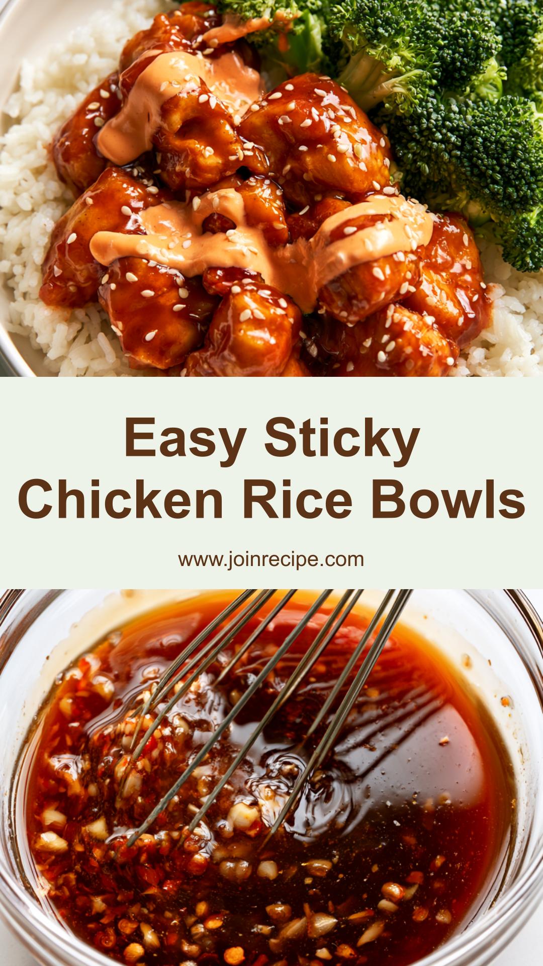 Sticky Chicken Rice Bowls: A Quick Sweet-Savory Weeknight Meal — pin 1