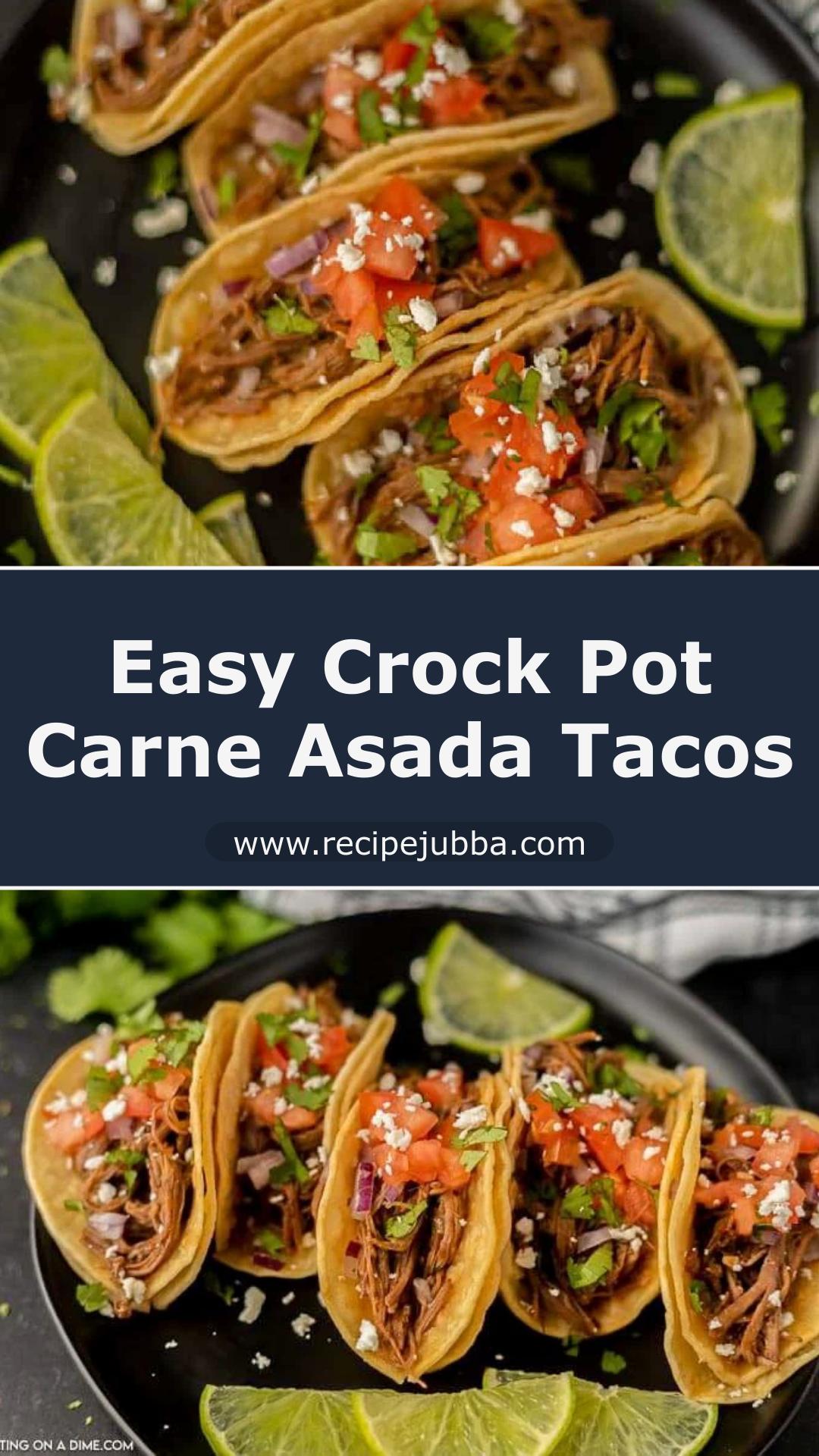 Crock Pot Carne Asada Street Tacos with Lime and Cilantro — pin 1