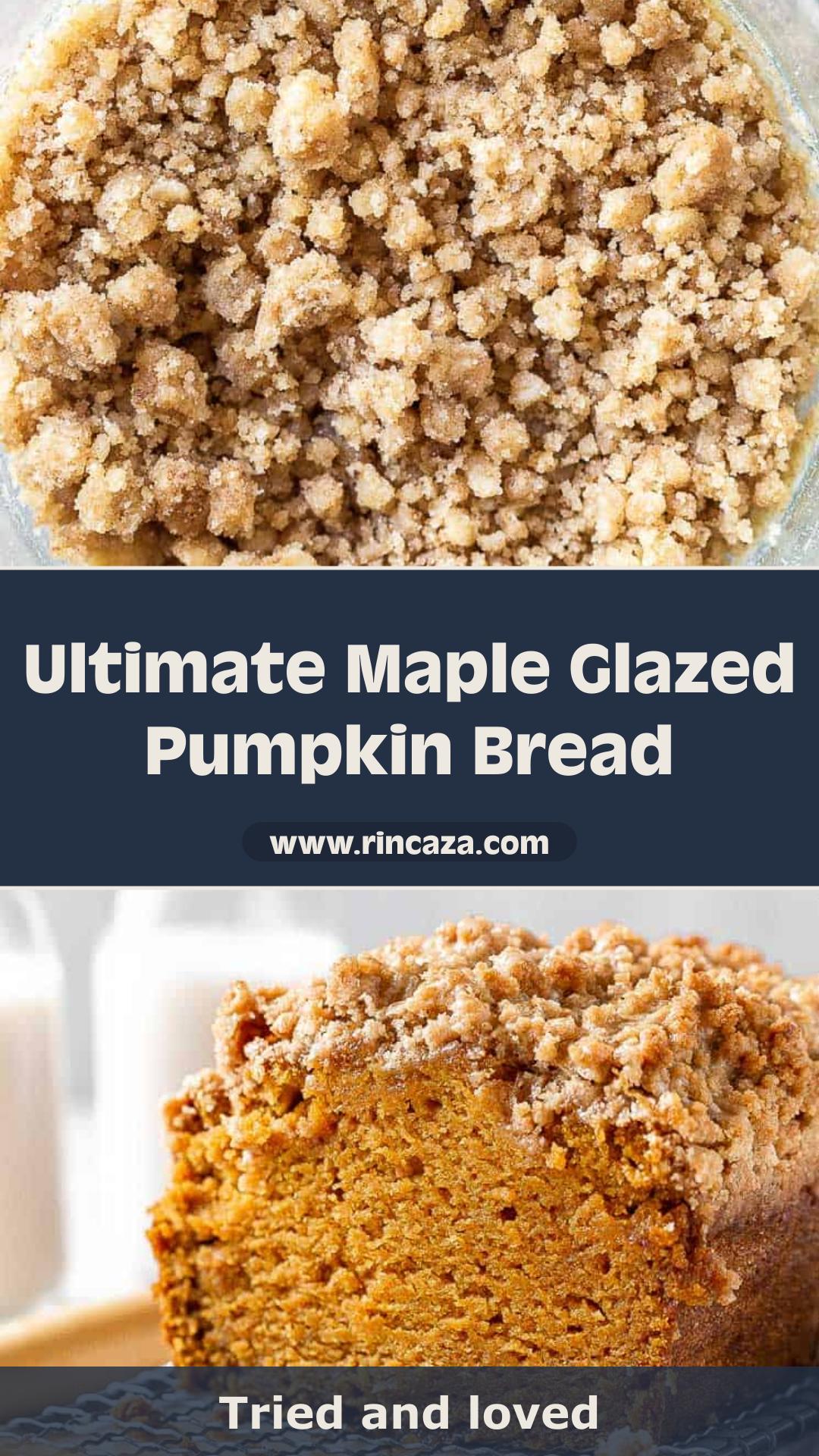 Pumpkin Bread with Maple Glaze and Crunchy Spice Streusel — pin 3
