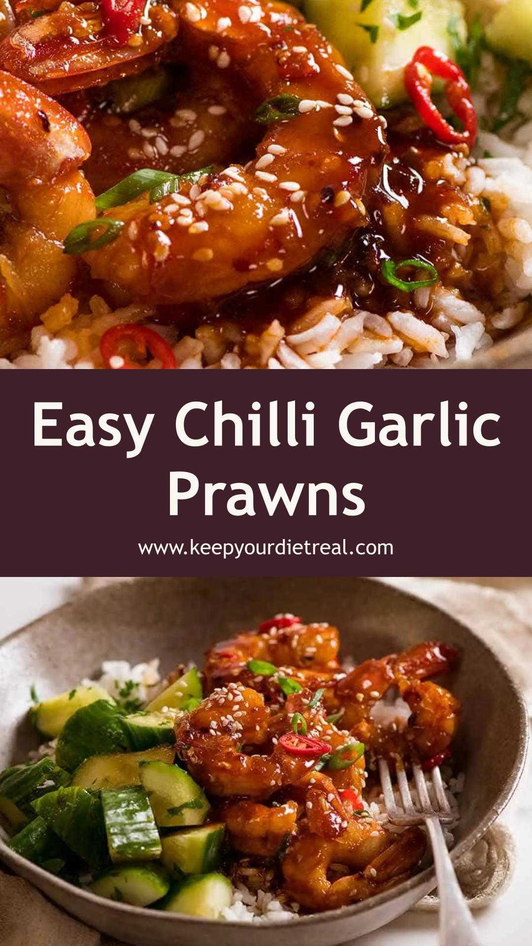 Asian Chilli Garlic Prawns with Sticky Spicy Garlic Sauce — pin 1