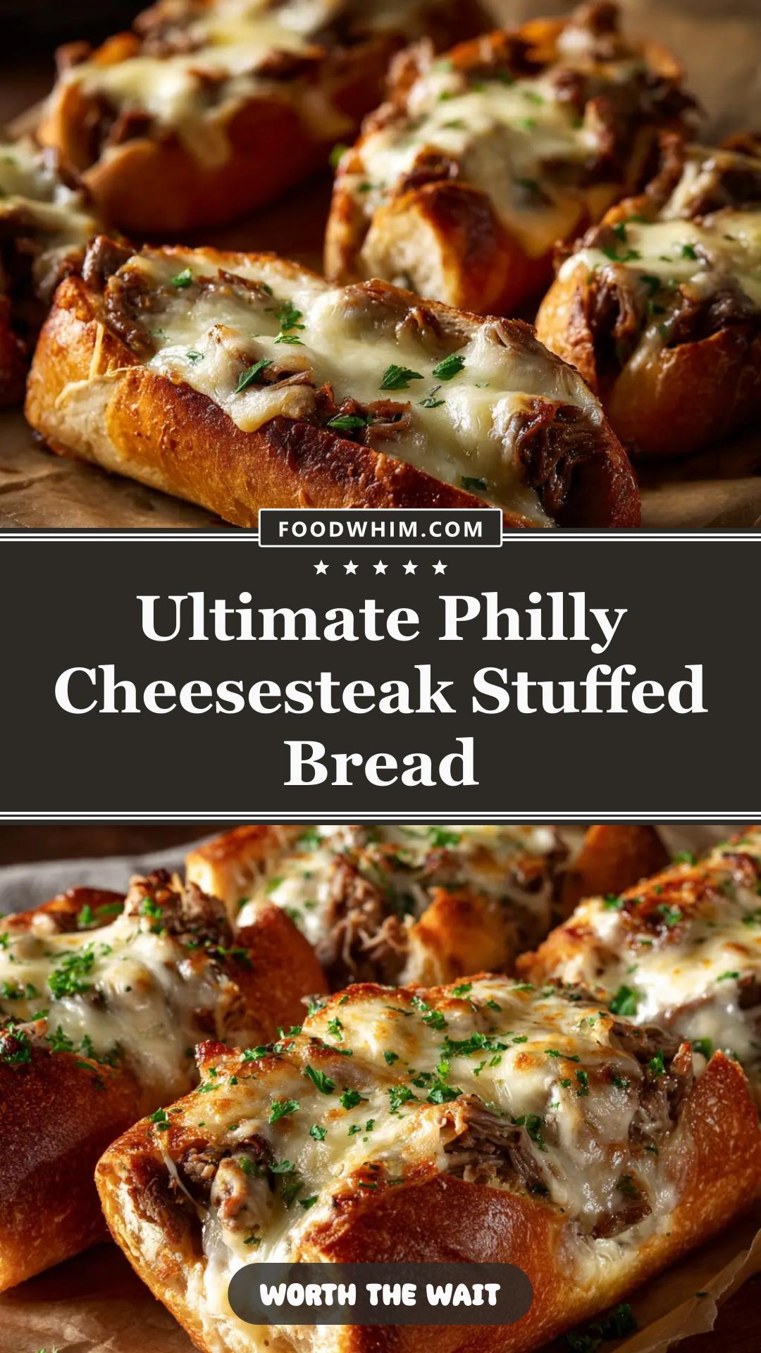 Philly Cheesesteak Stuffed Bread with Ribeye and Provolone — pin 1