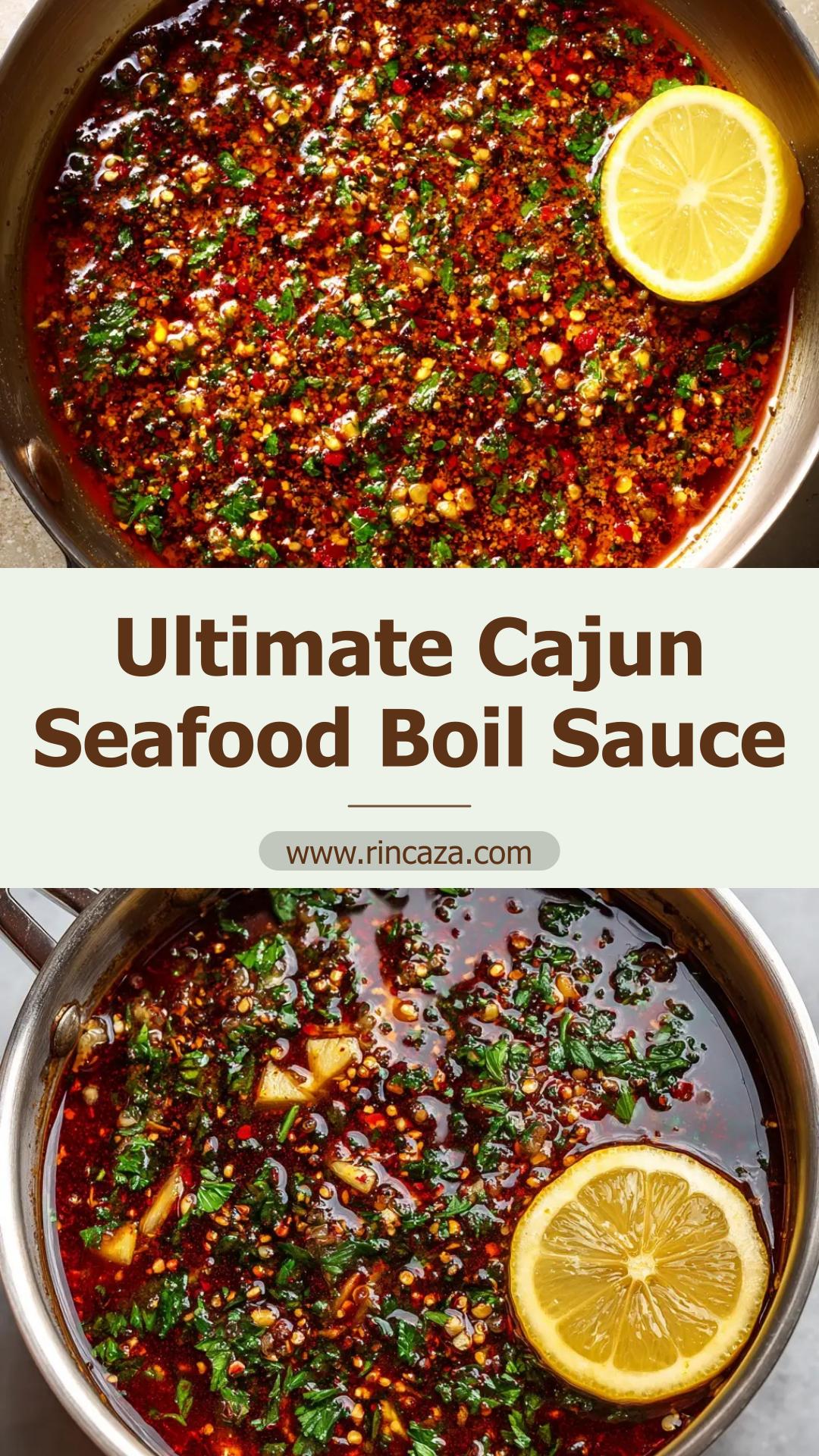 Deep Red-Orange Seafood Boil Sauce with Cajun Garlic Butter — pin 2
