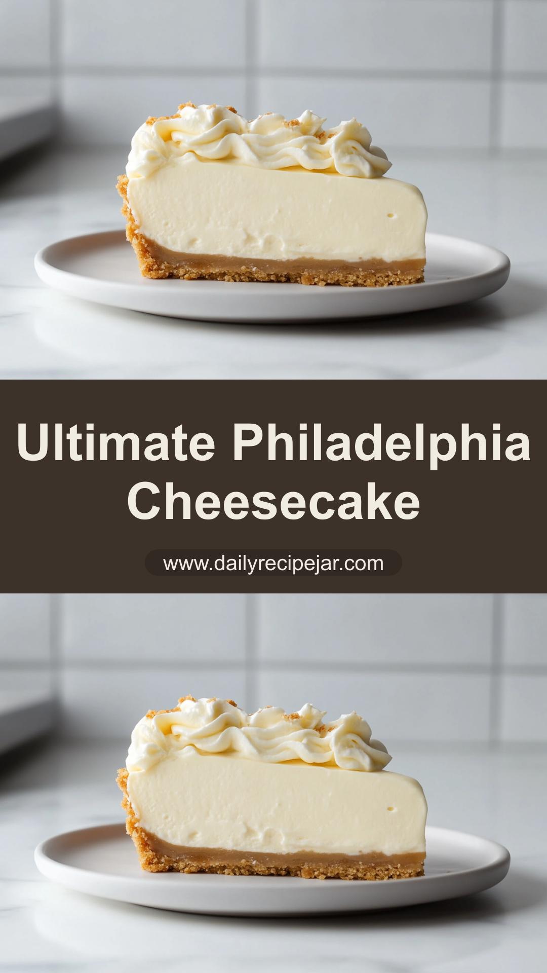 Philadelphia Cheesecake with Creamy Sour Cream Filling — pin 1