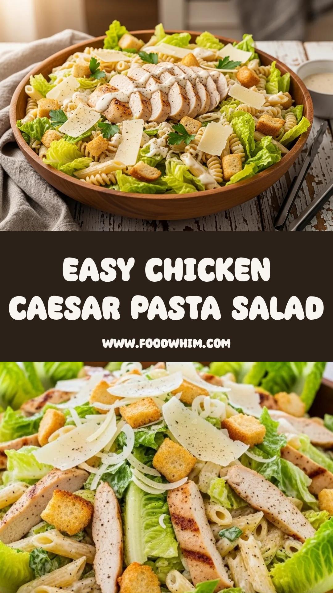 Chicken Caesar Pasta Salad with Crunchy Romaine: A Satisfying Lunch Bowl — pin 1