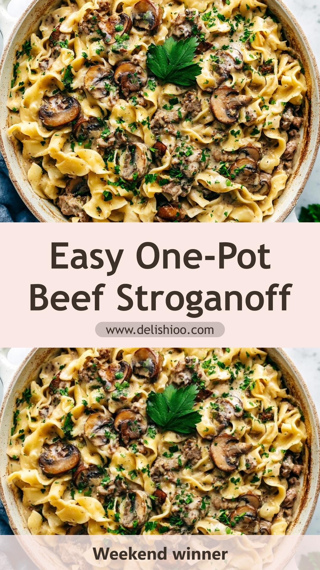 One-Pot Ground Beef Stroganoff with Creamy Mushroom Sauce — pin 1