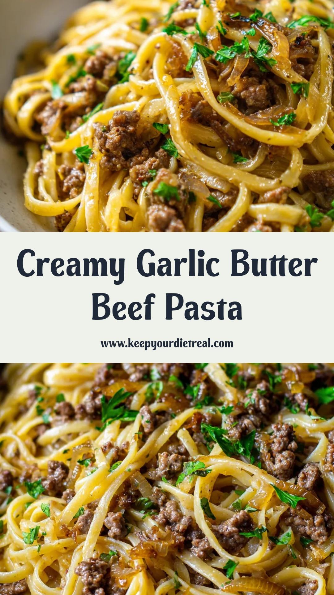 Garlic Butter Beef Pasta with Creamy Parmesan Sauce — pin 1
