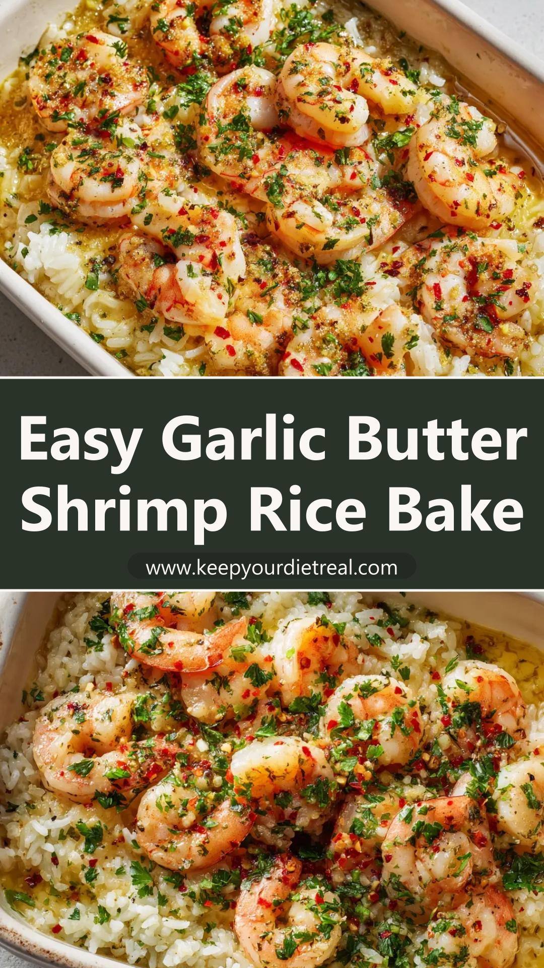 Garlic Butter Shrimp Rice Bake with Long-Grain Rice — pin 1