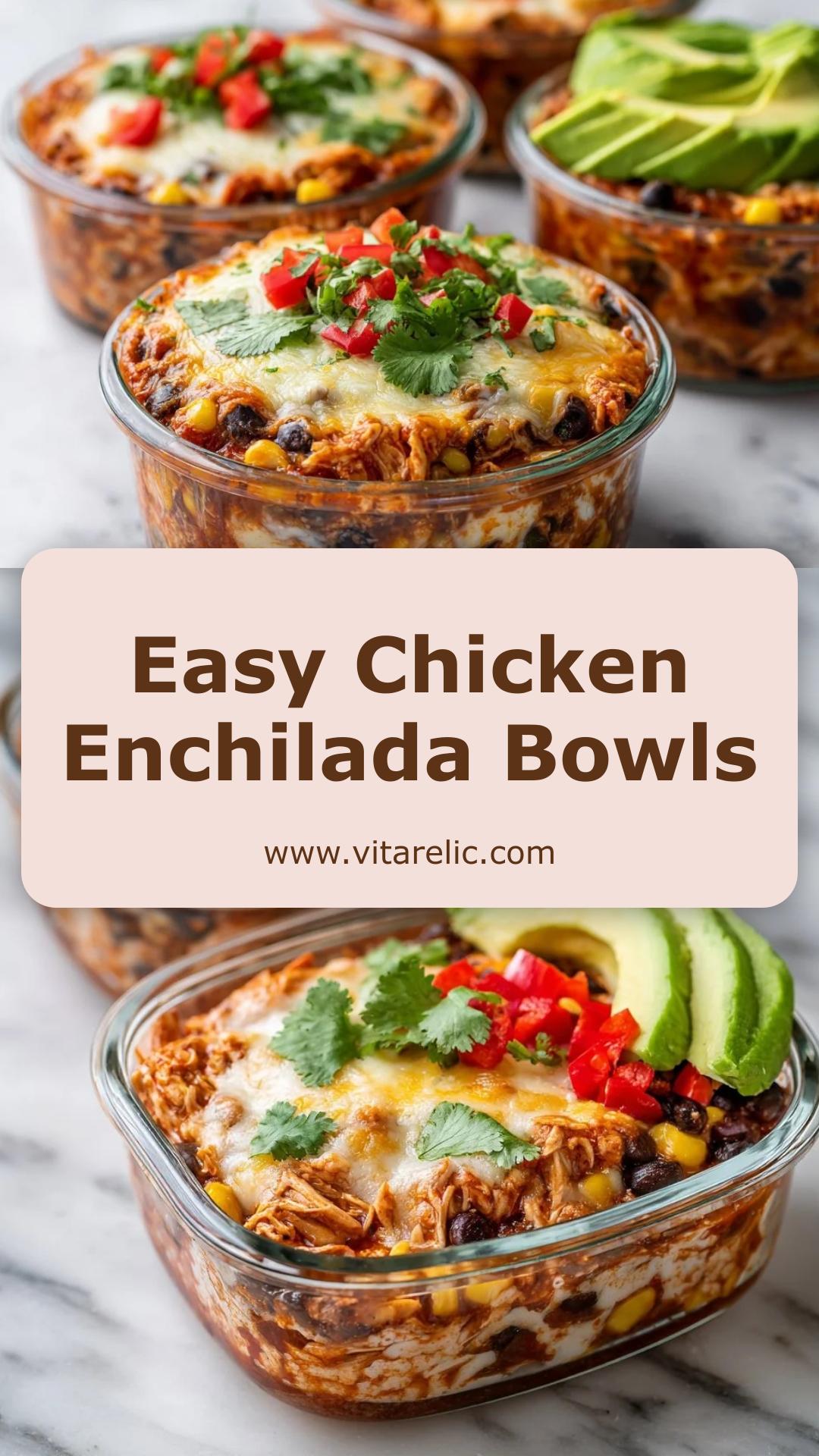 Easy Chicken Cottage Cheese Enchilada Bowls — pin 2