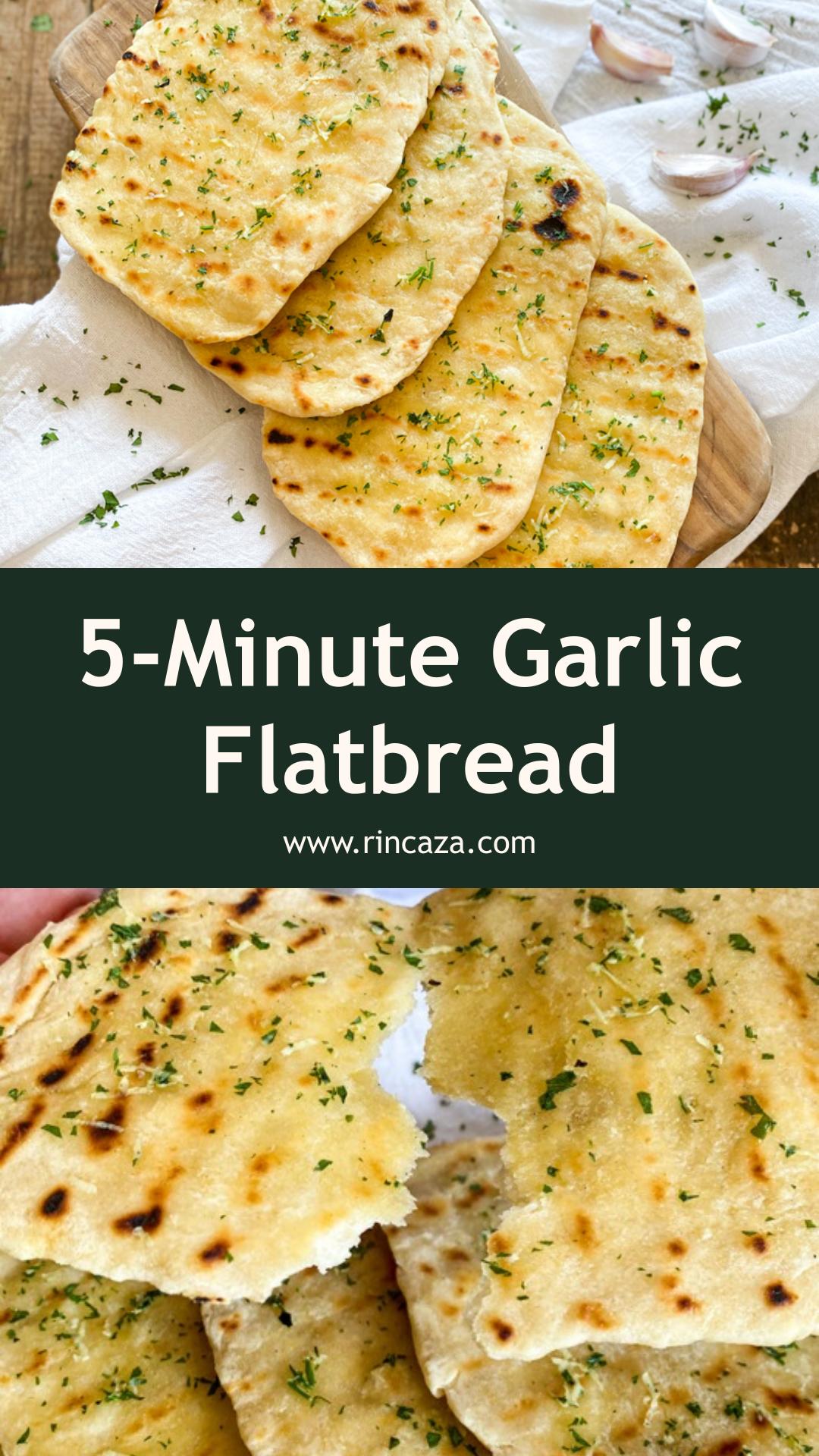 5-Minute Garlic Flatbread With Olive Oil, Parsley, and Fresh Garlic — pin 1
