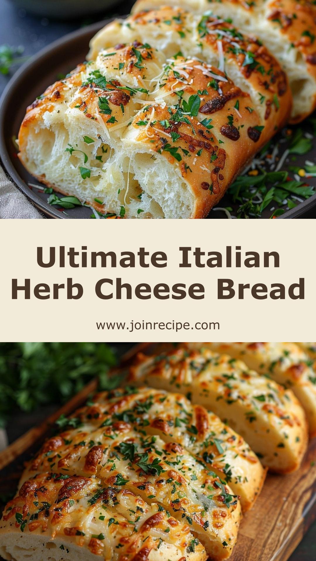 Italian Herbs and Cheese Bread with Crispy Crust and Gooey Cheese — pin 1